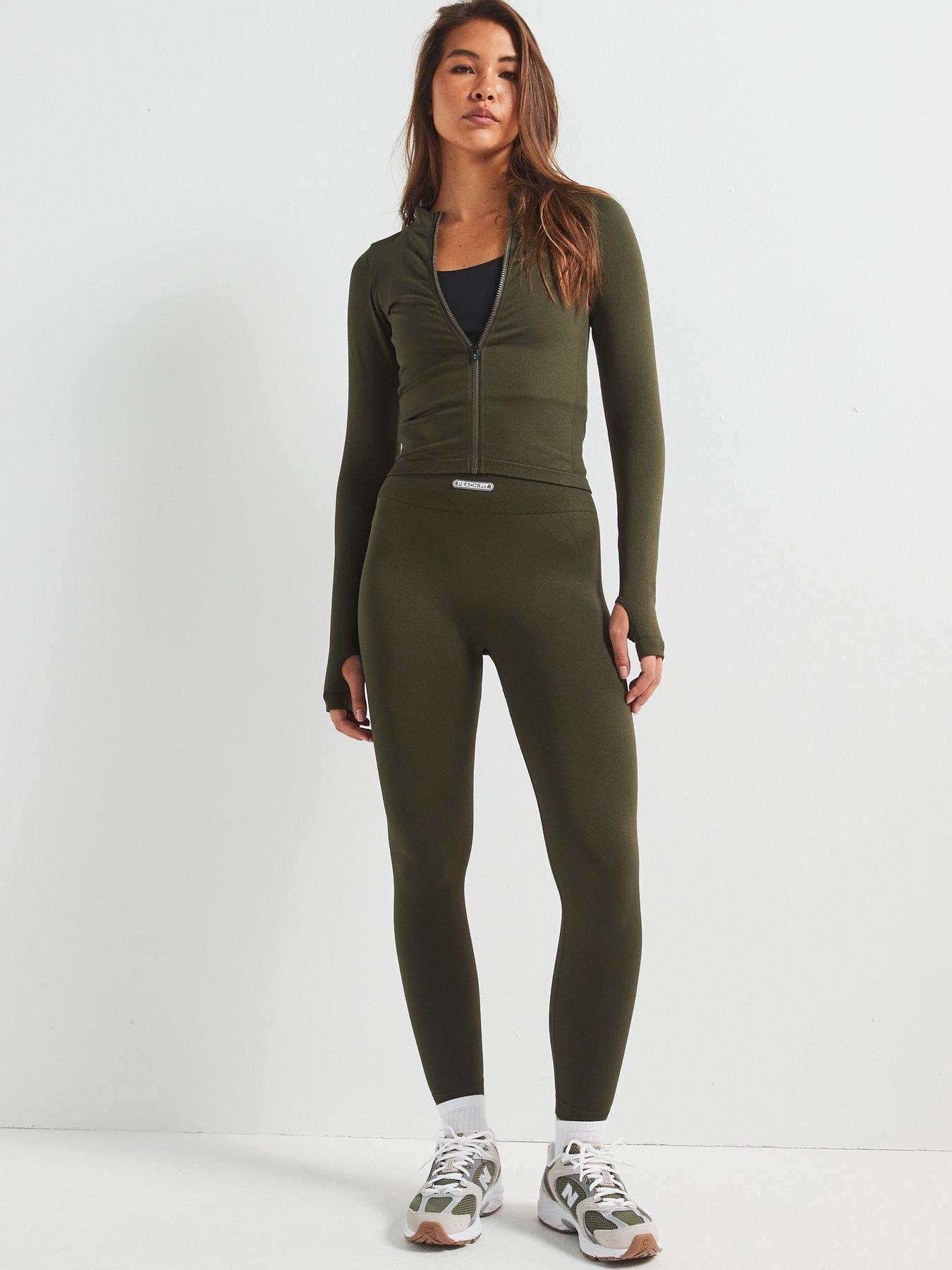 Image 3 of 6 of Peach Fit Women's Lucia Zip Thru Top - Dark Olive