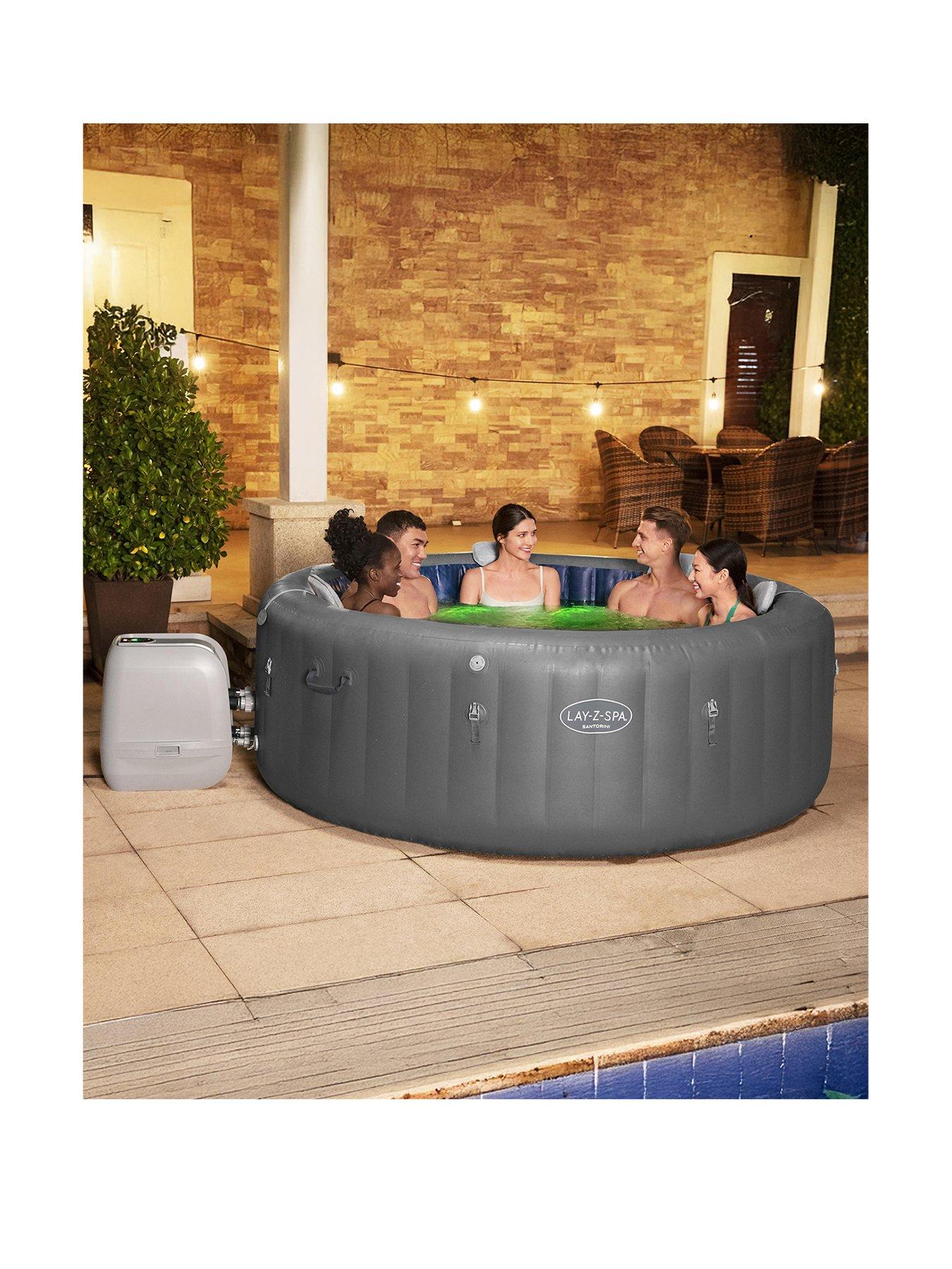 Lay-Z-Spa Santorini MaxHold EnergySense Smart Luxe HydroJet Pro 7 Grey Round (5-7 adults)