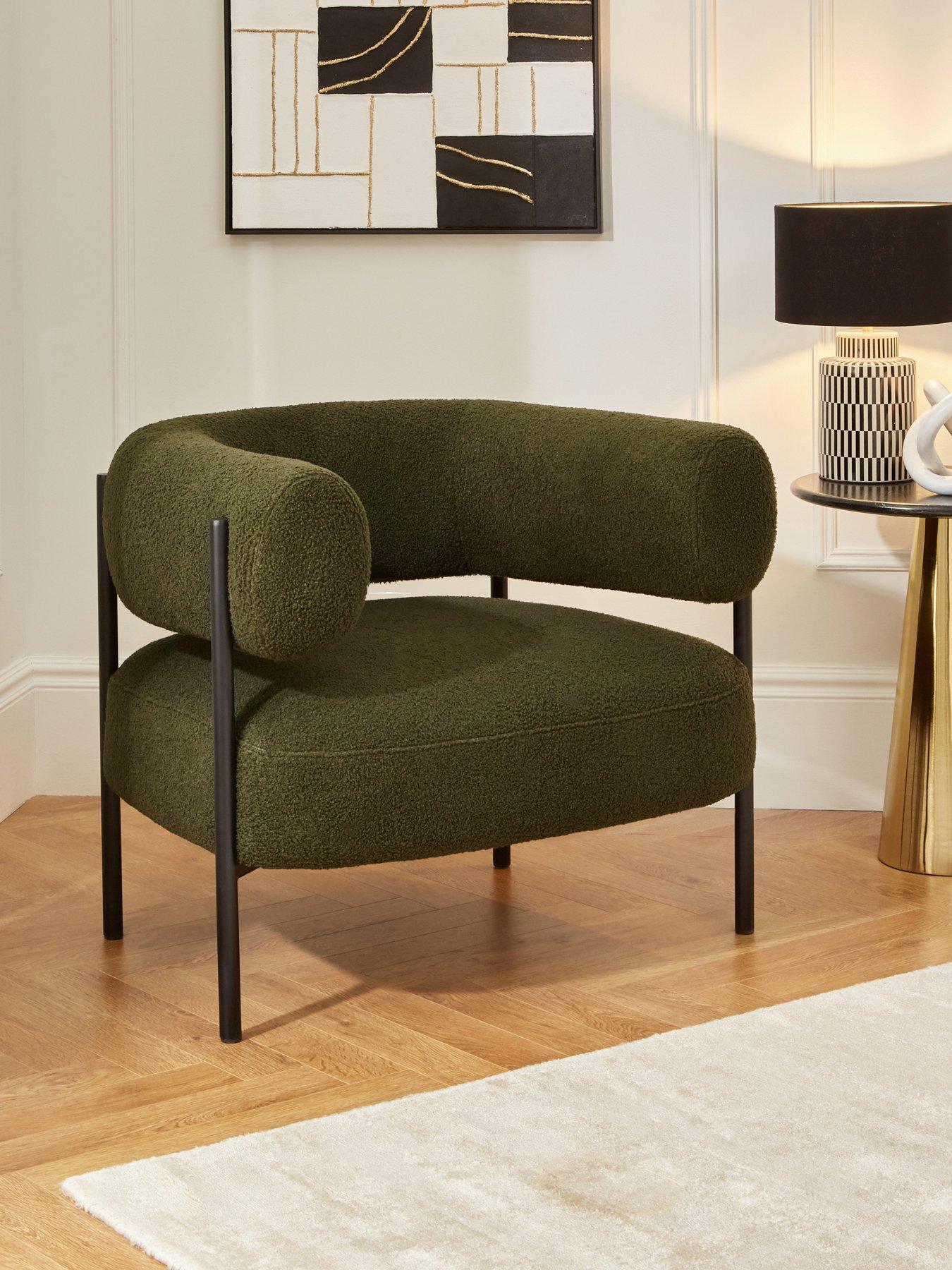 undefined Icon Boucle Fabric Accent Chair - Moss Green