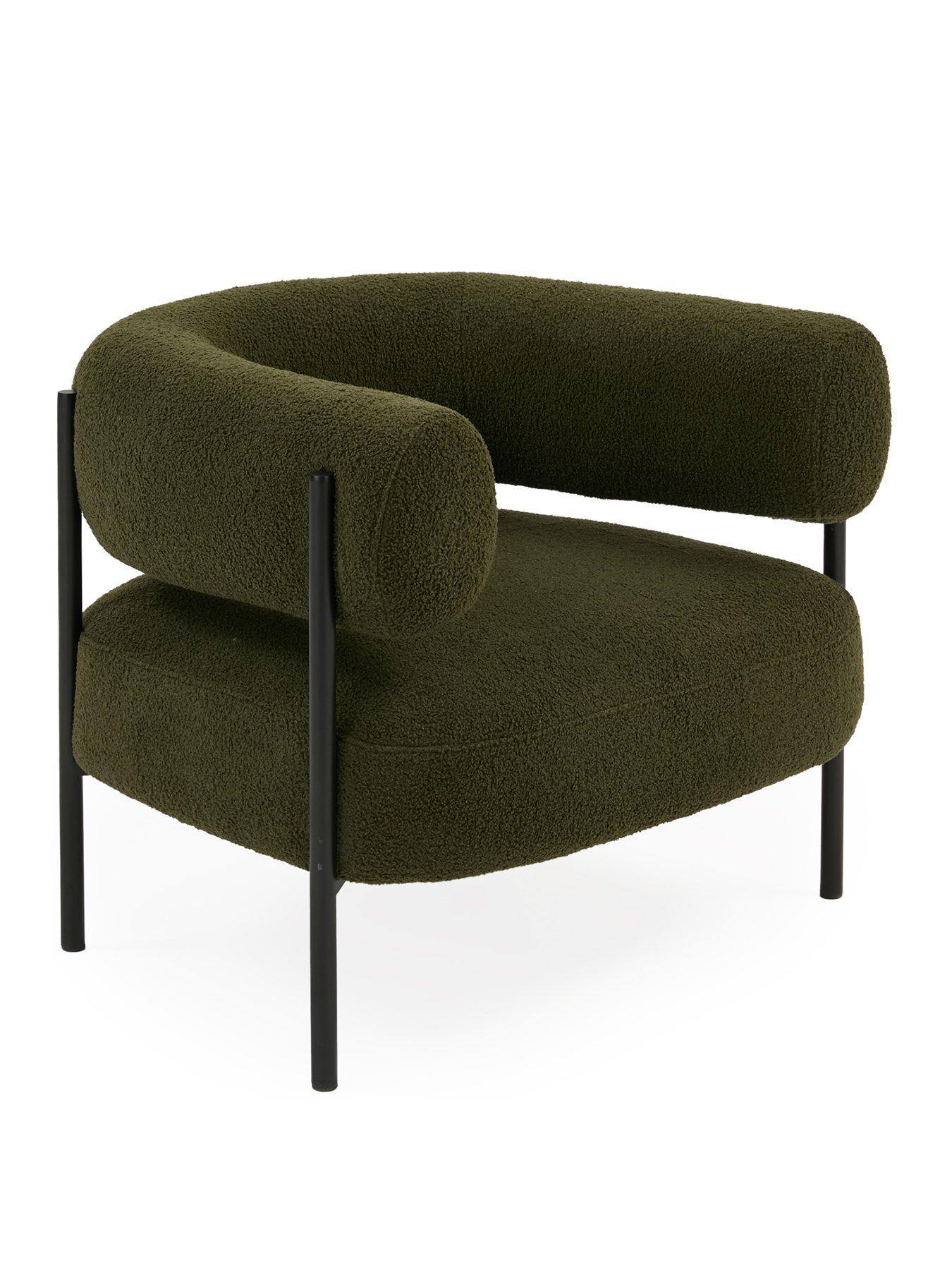 Image 3 of 5 of Very Home Icon Boucle Fabric&nbsp;Accent Chair - Moss Green