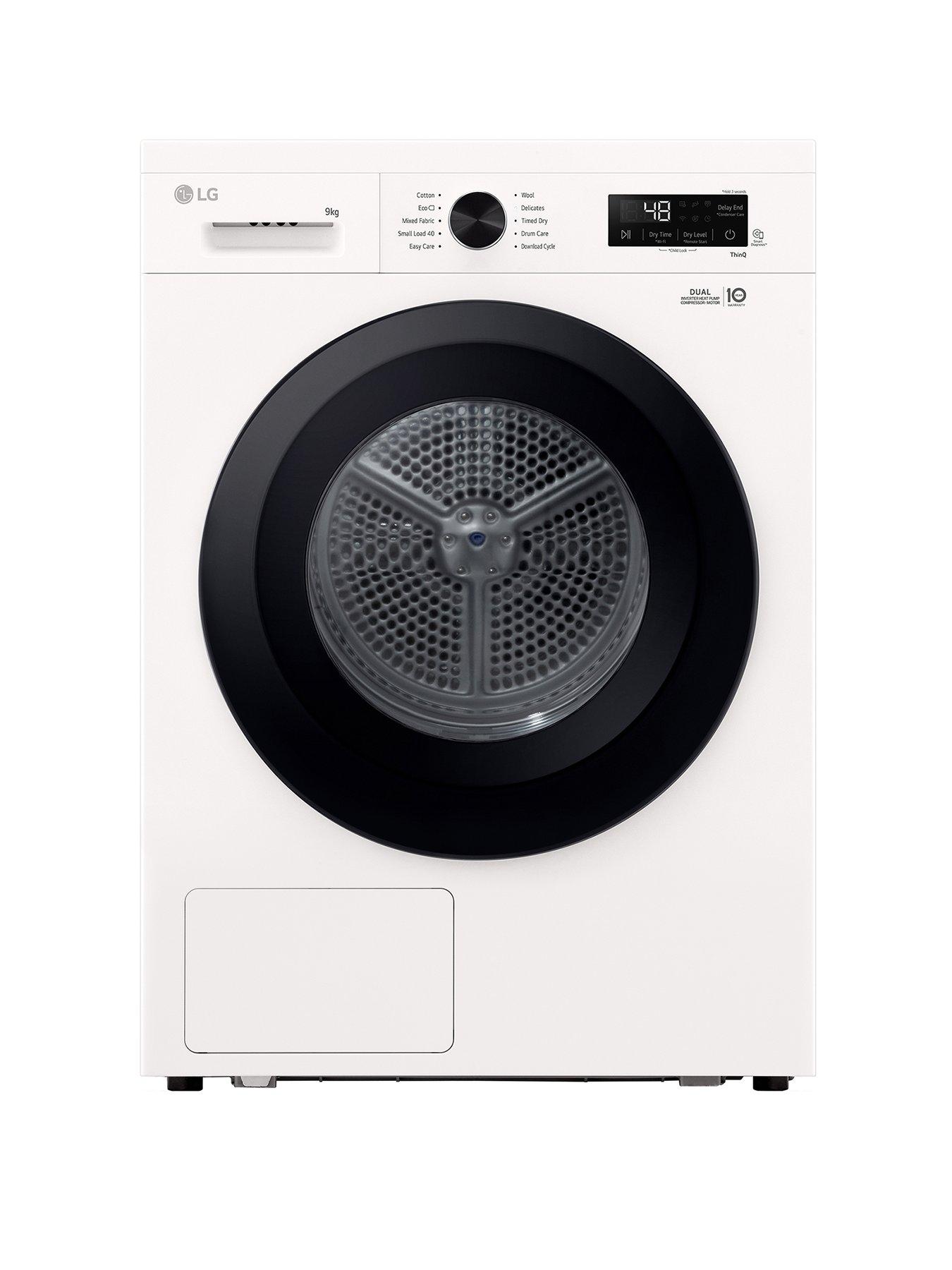 LG RHX1009NWK 9kg Load Eco Hybrid™ DUAL Inverter Heat Pump Condenser Tumble Dryer with ThinQ WiFi Function - Glossy White