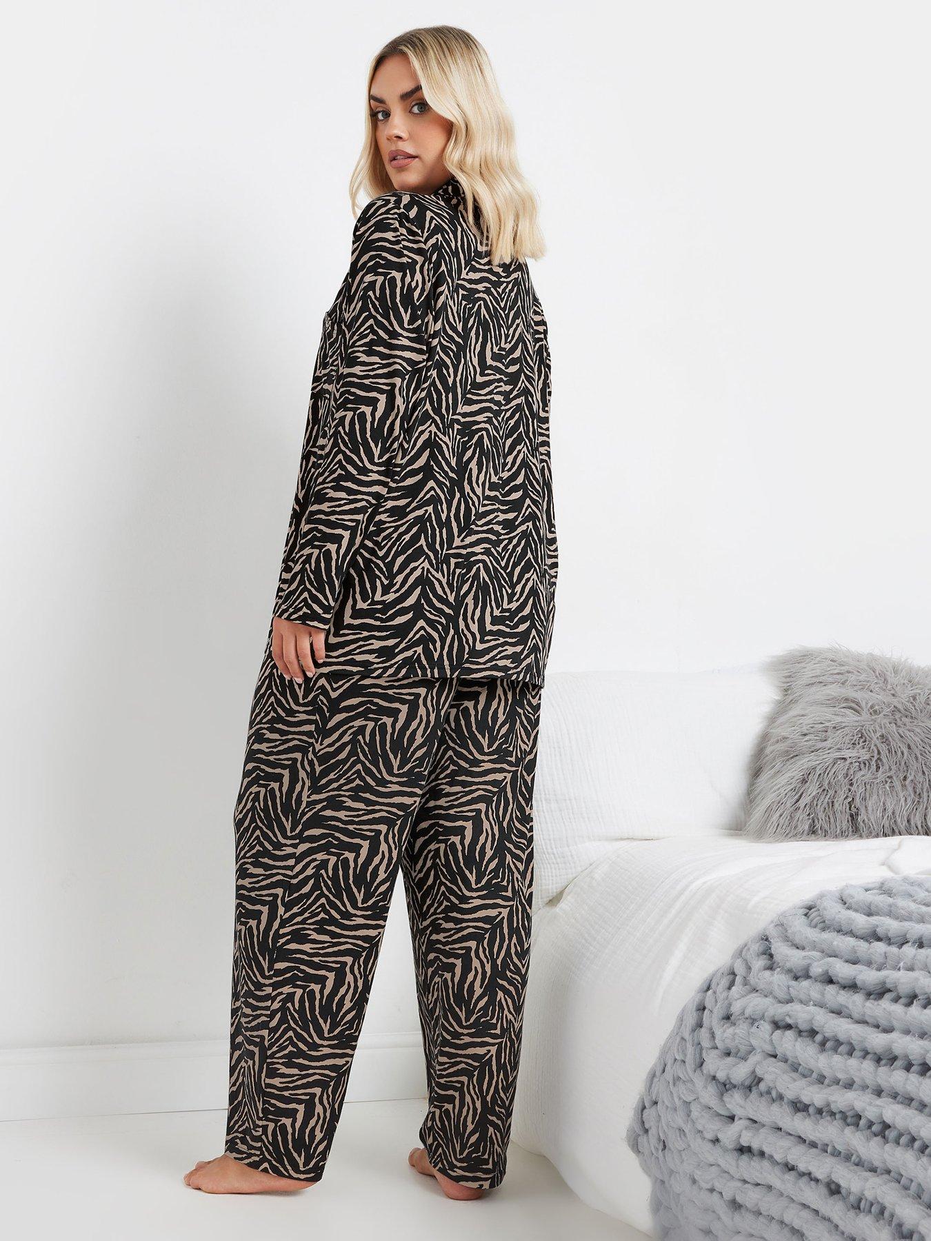 Image 2 of 4 of Yours Curve Soft Touch Zebra Pyjama Set - Natural