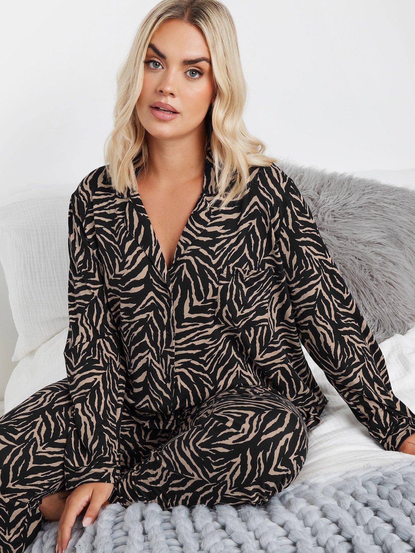 Image 4 of 4 of Yours Curve Soft Touch Zebra Pyjama Set - Natural