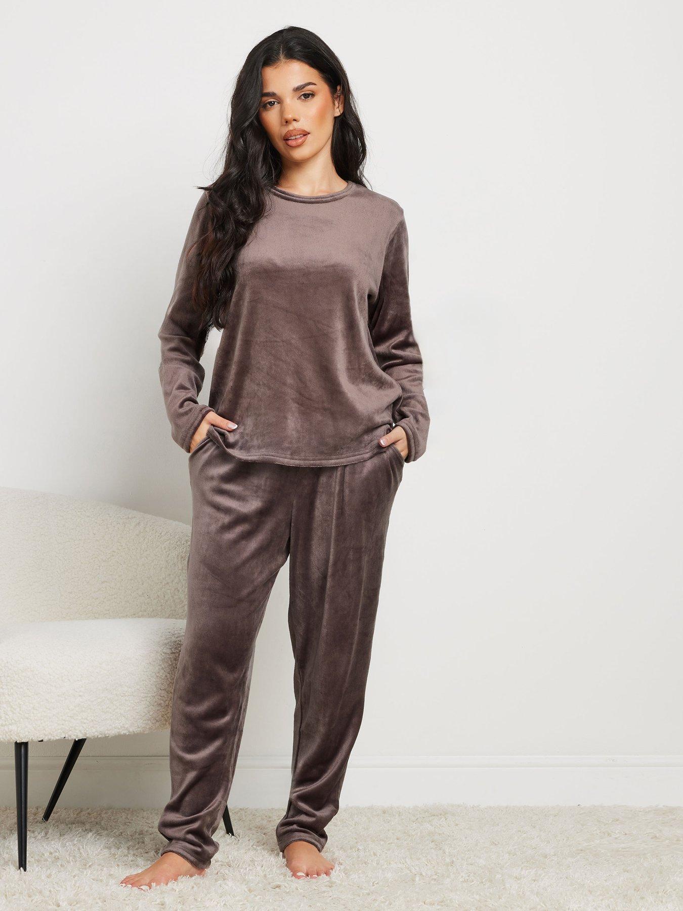 Fleece lounge set womens sale