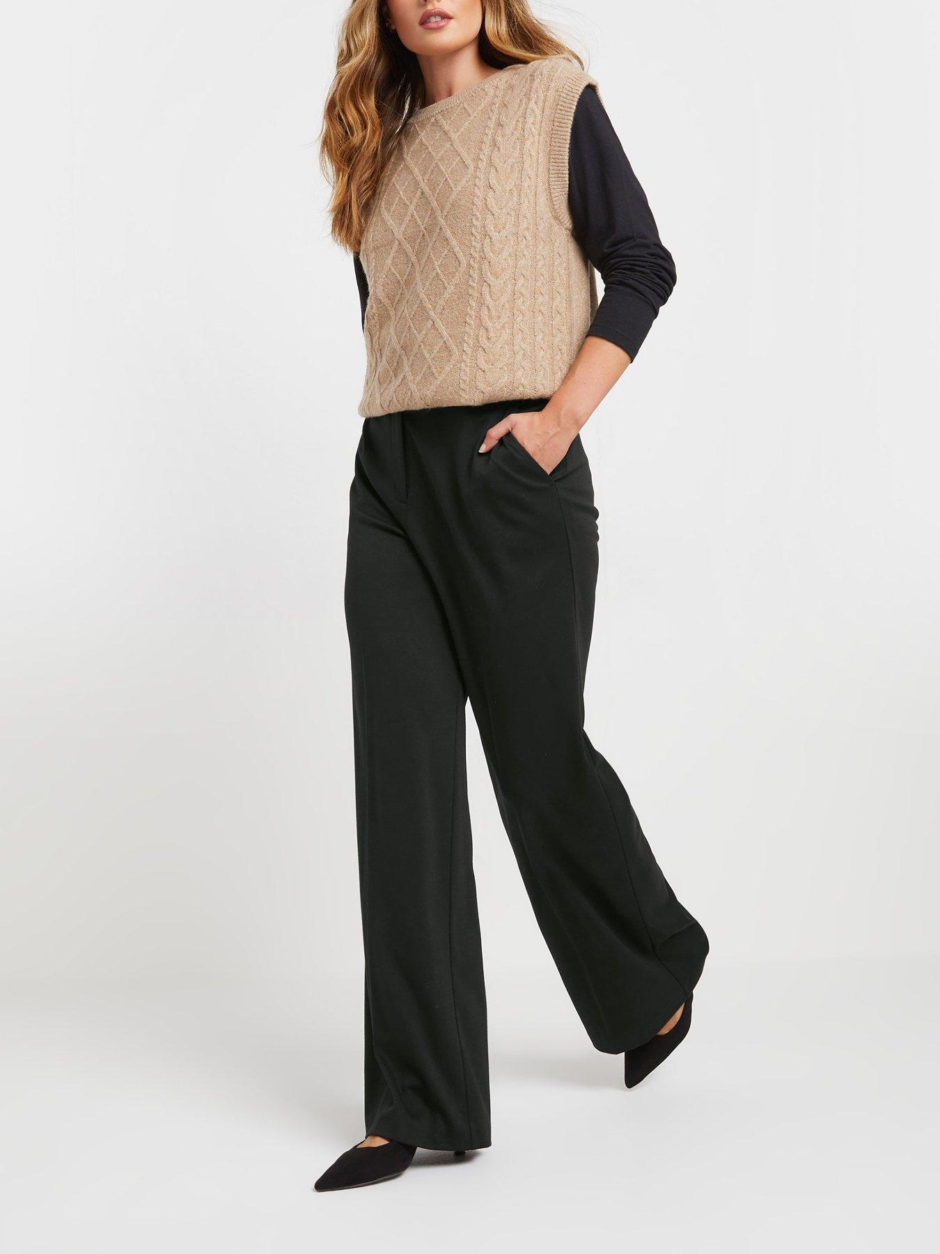 undefined Tall Ponte Wide Leg Trouser 36" - Black