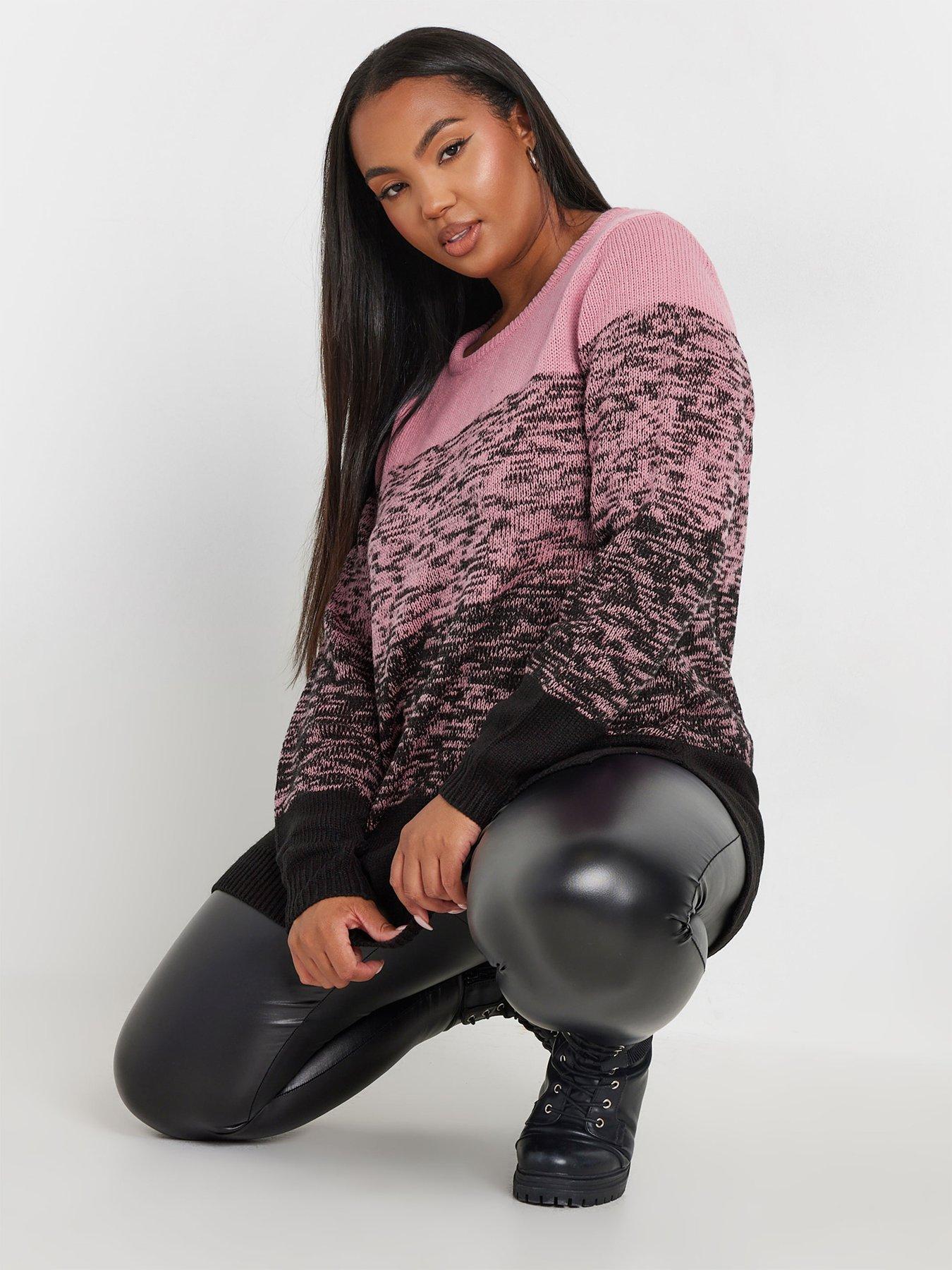 Image 1 of 4 of Yours Curve Colourblock 4 Panel Jumper - Pink