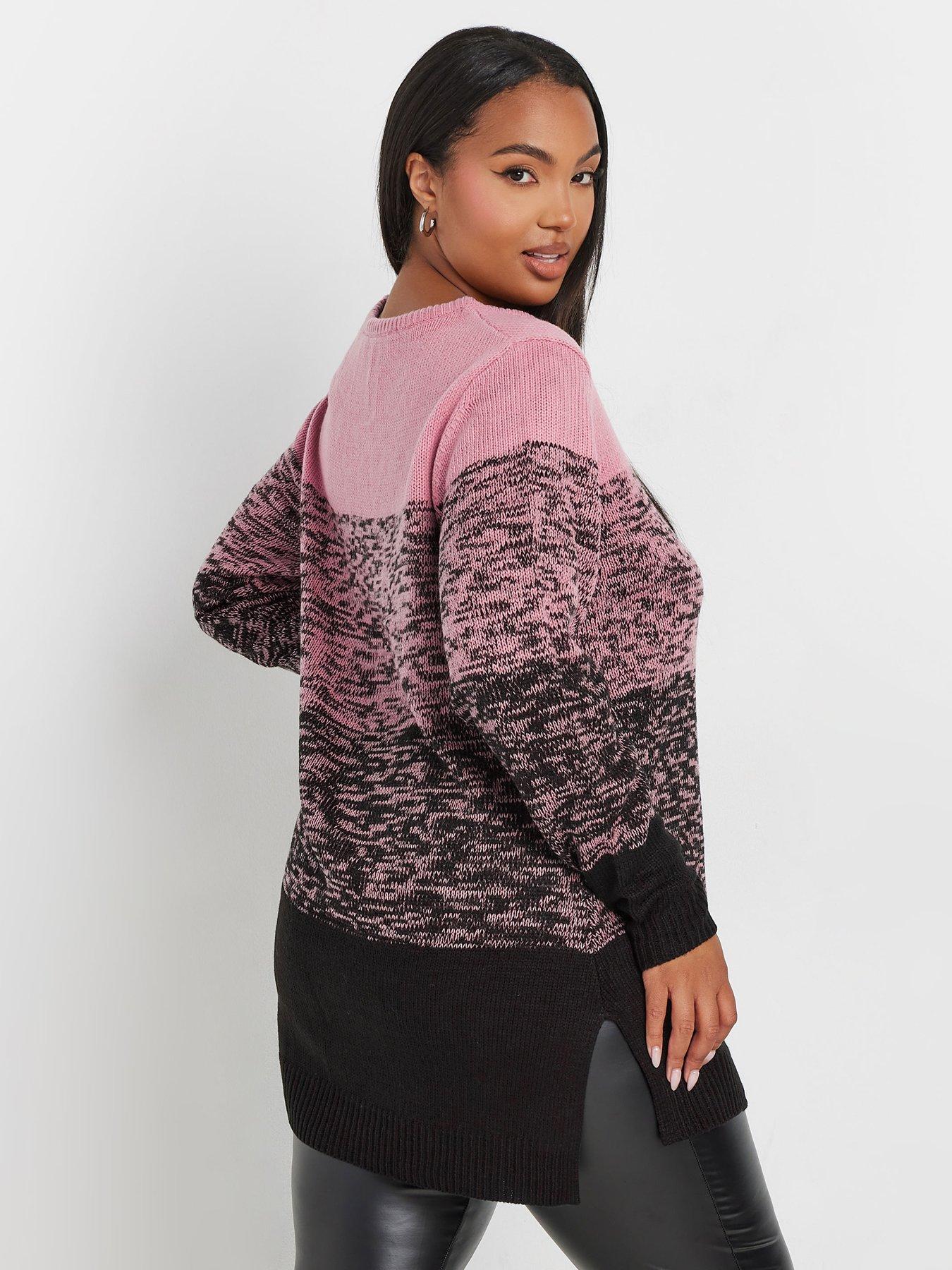 Image 2 of 4 of Yours Curve Colourblock 4 Panel Jumper - Pink