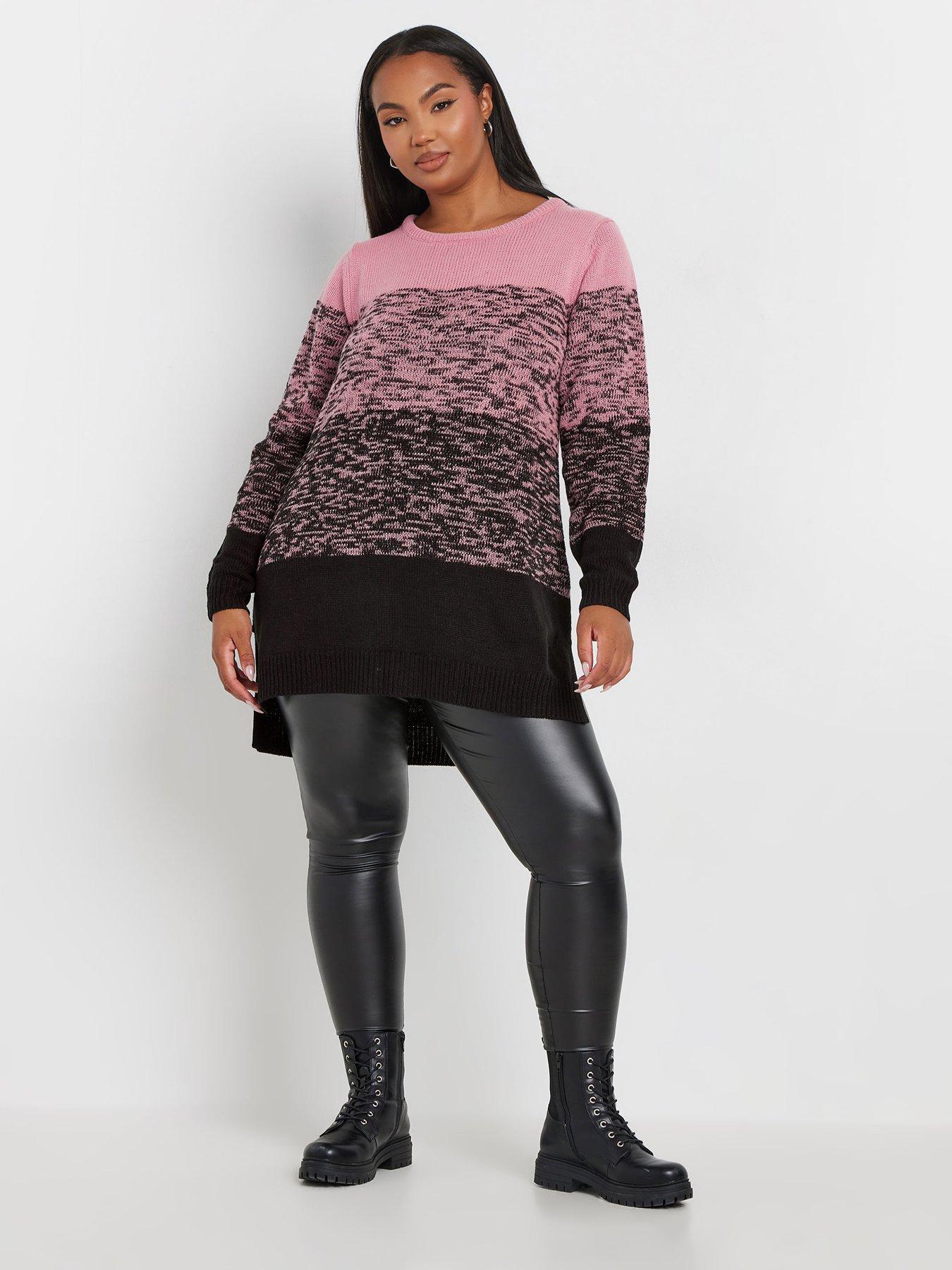 Image 3 of 4 of Yours Curve Colourblock 4 Panel Jumper - Pink