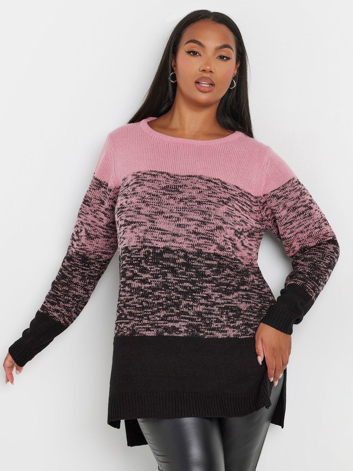 Image 4 of 4 of Yours Curve Colourblock 4 Panel Jumper - Pink