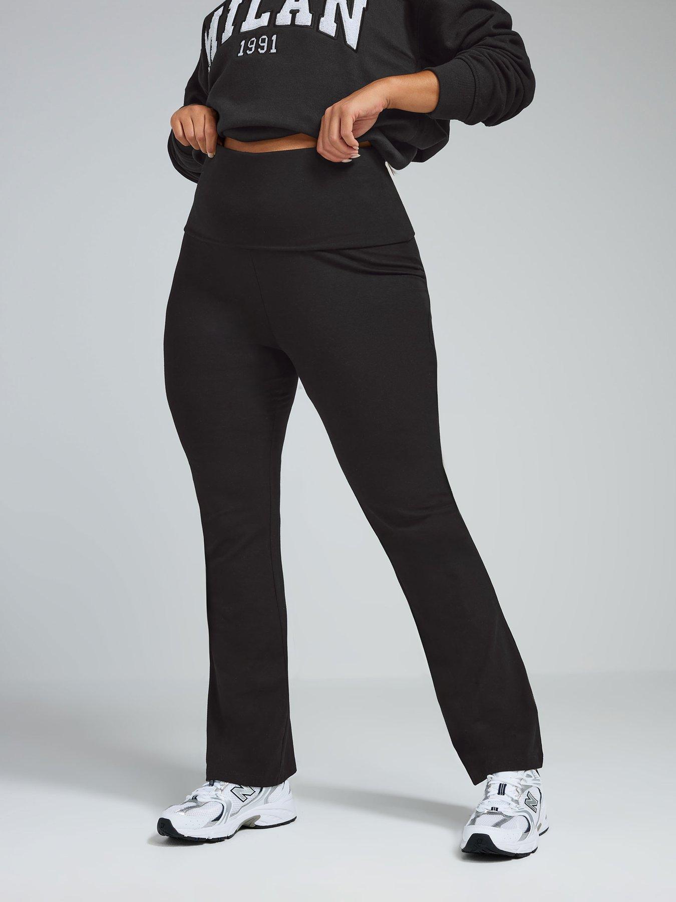 yours-curve-fold-over-kick-flare-jeansnbsp--black