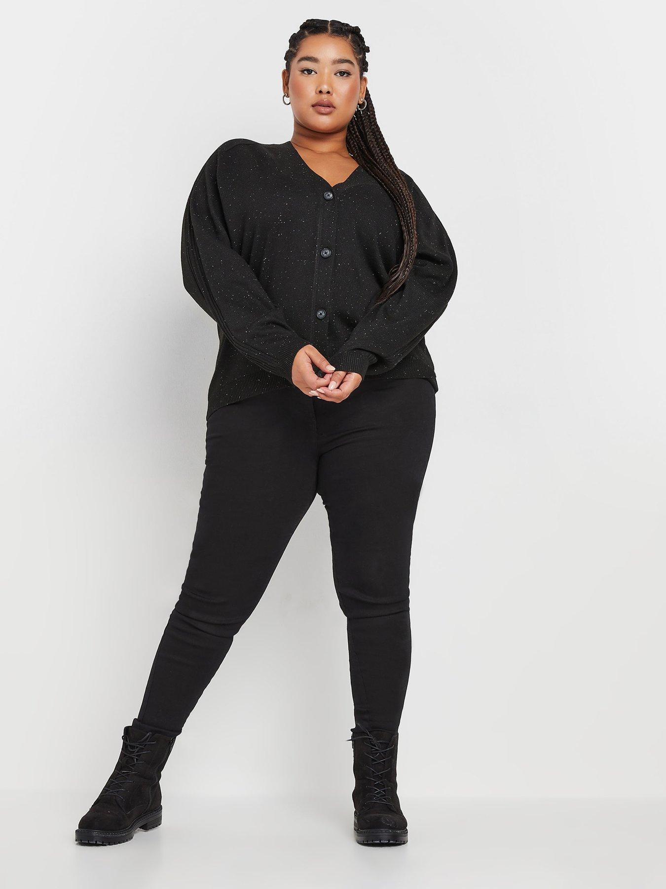 Image 3 of 4 of Yours Curve Button Thru Cardi - Black