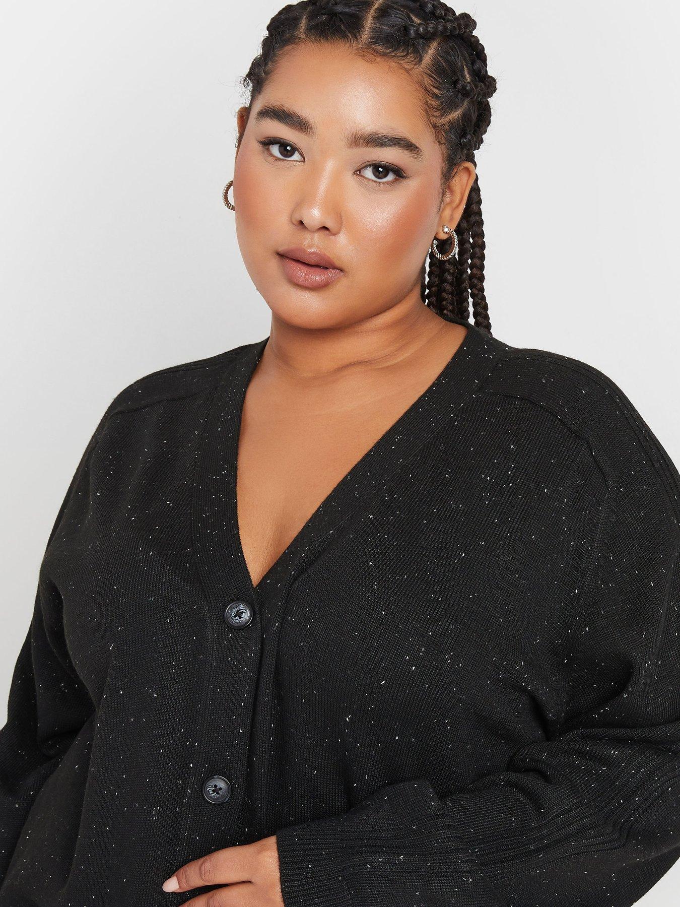 Image 4 of 4 of Yours Curve Button Thru Cardi - Black