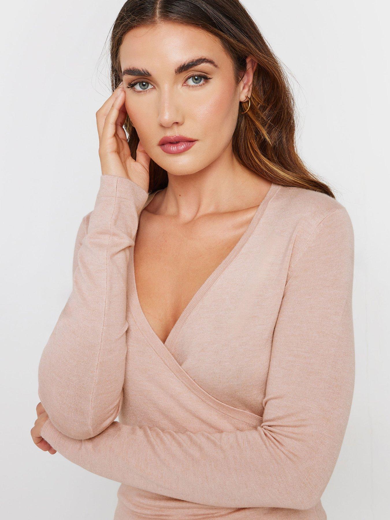 Image 4 of 4 of Long Tall Sally Tall Fine Gauge Wrap Top - Pink