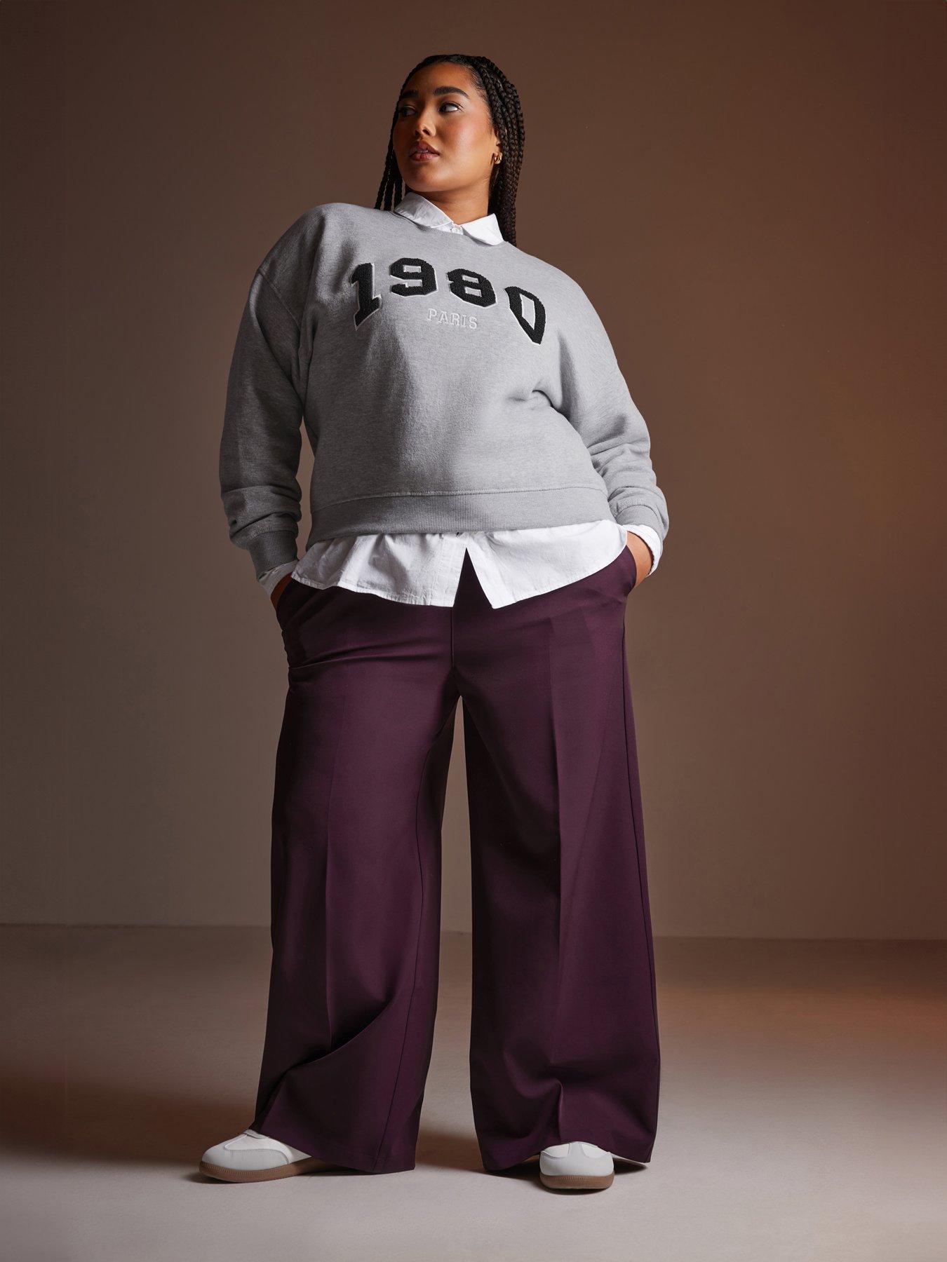 undefined Curve Pull On Wide Leg Trouser - Red