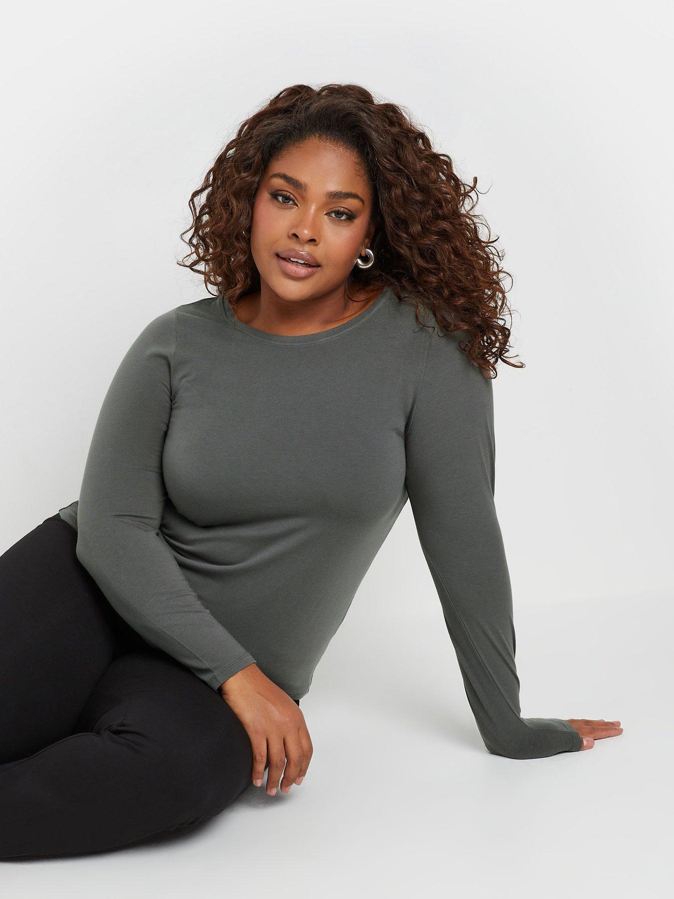 undefined Curve Thermal Heat Long Sleeve Top - Grey