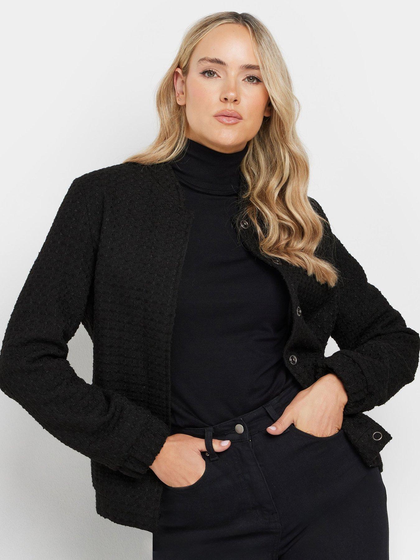 Image 1 of 4 of PixieGirl Tall Boucle Bomber Jacket - Black