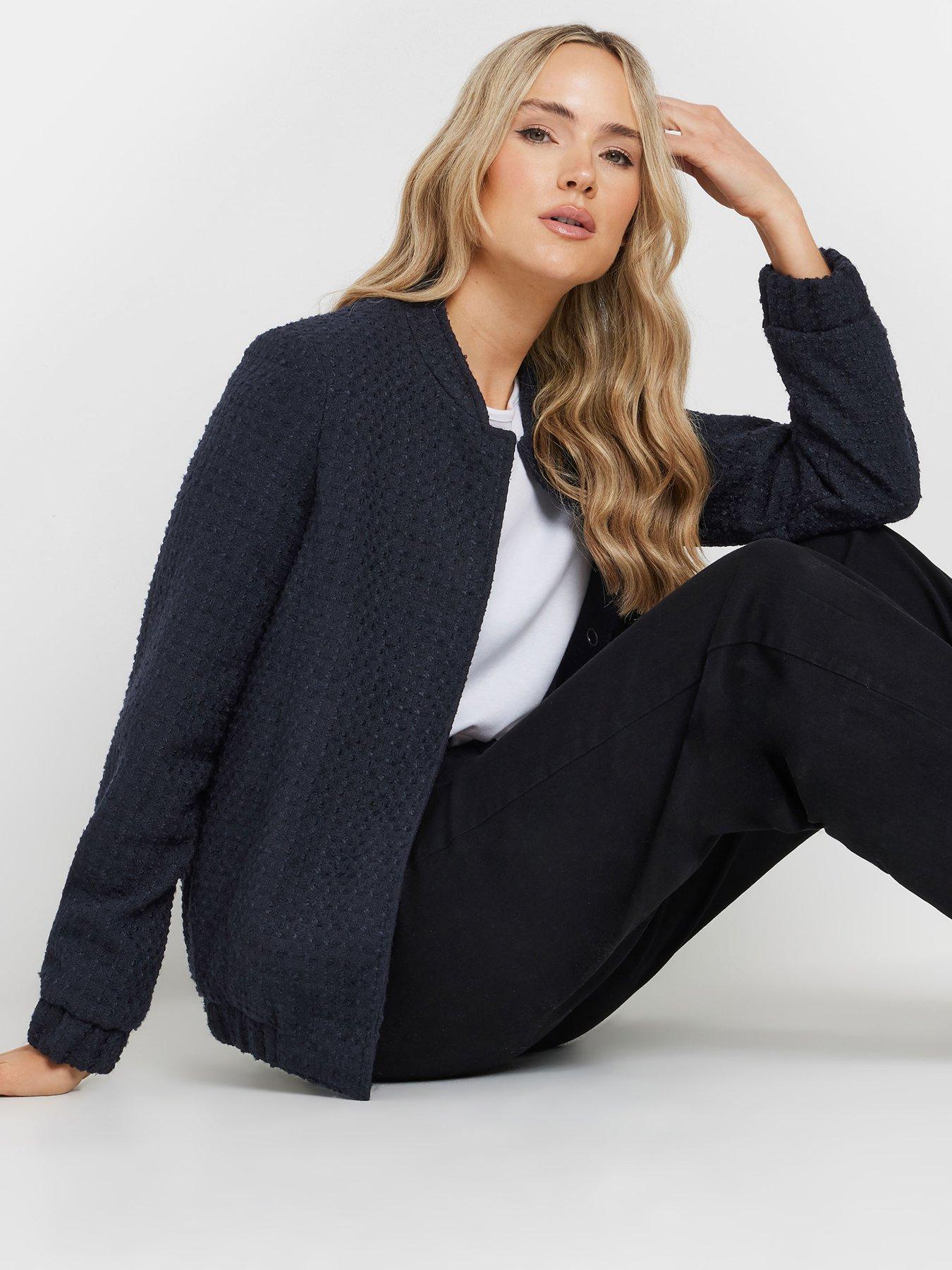 undefined Tall Boucle Bomber Jacket - Blue