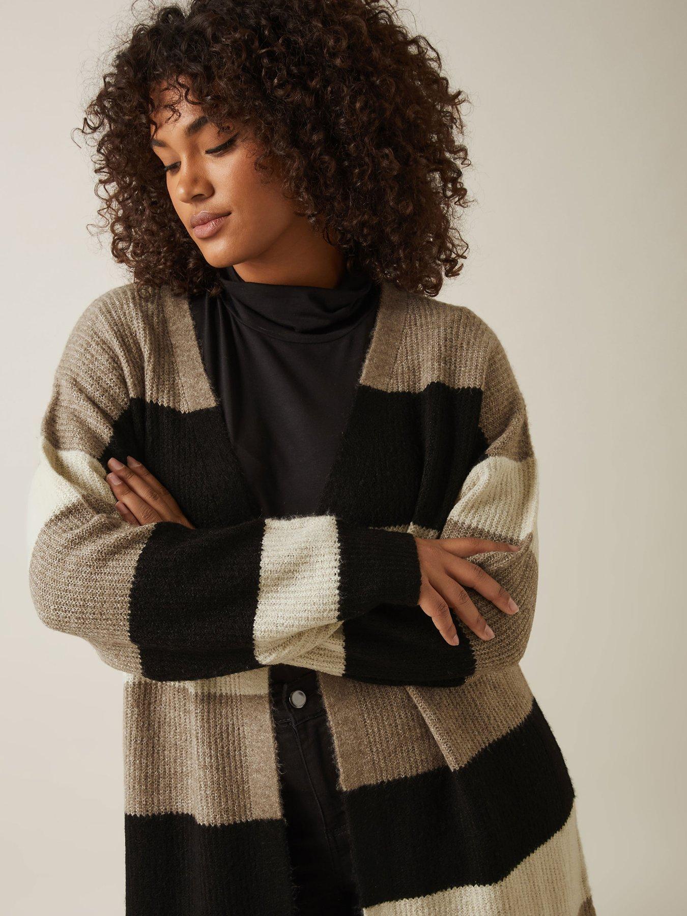 Image 4 of 4 of Evans Colourblock Cardigan - Natural