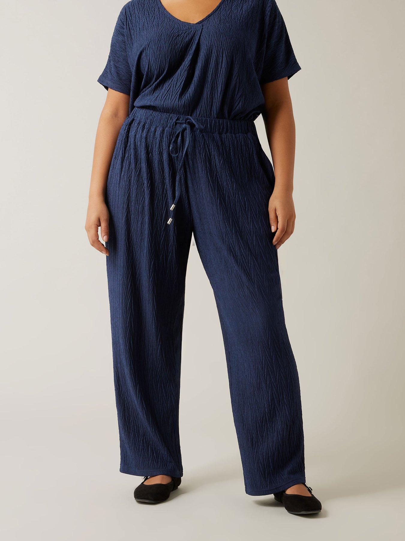 undefined Plisse Wide Leg Trouser - Blue