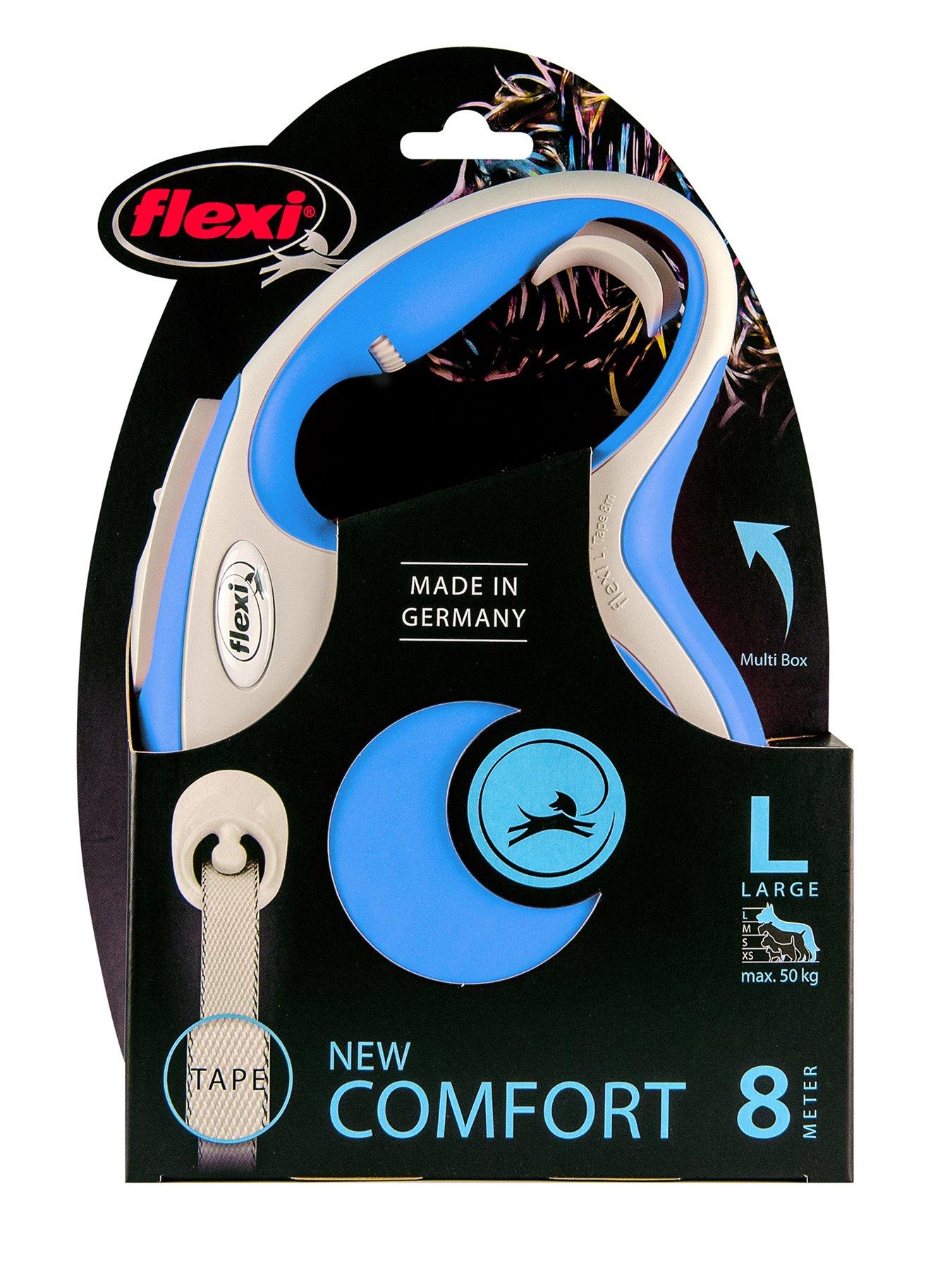 Product photograph of Flexi New Comfort Blue Large 8m Tape from very.co.uk