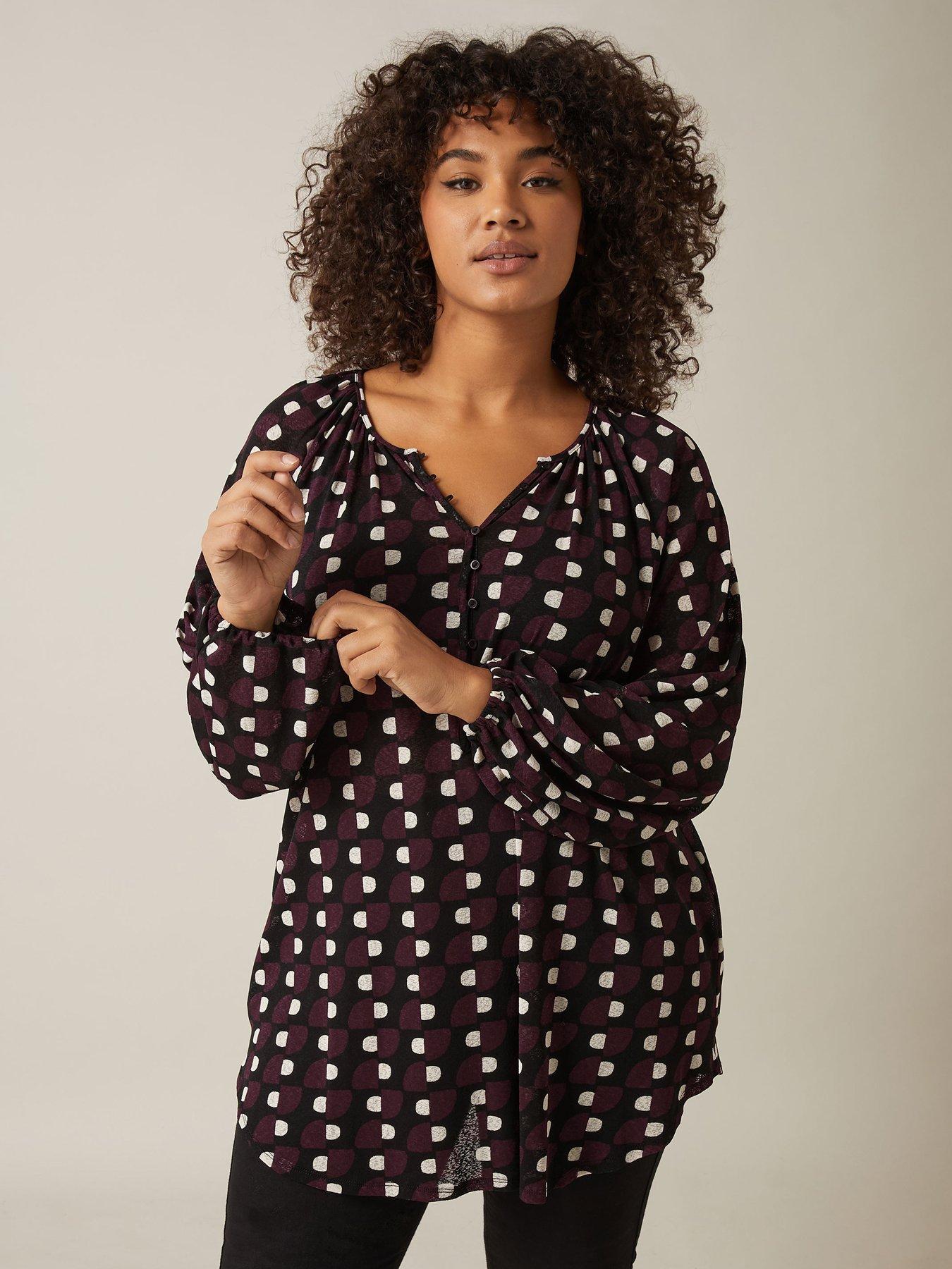 Image 1 of 4 of Evans Printed Gypsy Blouse - Red