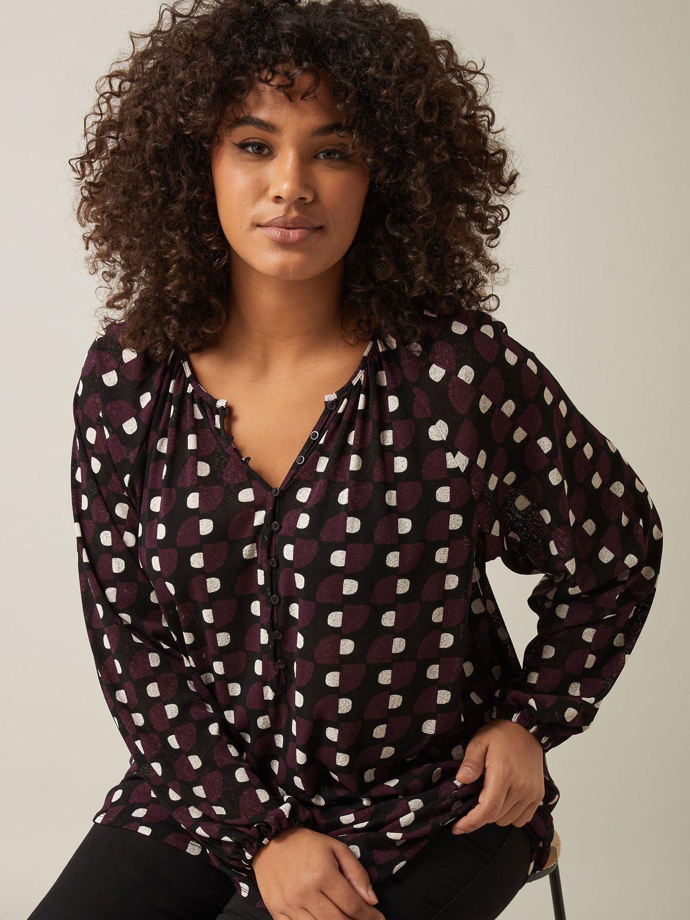 Image 4 of 4 of Evans Printed Gypsy Blouse - Red