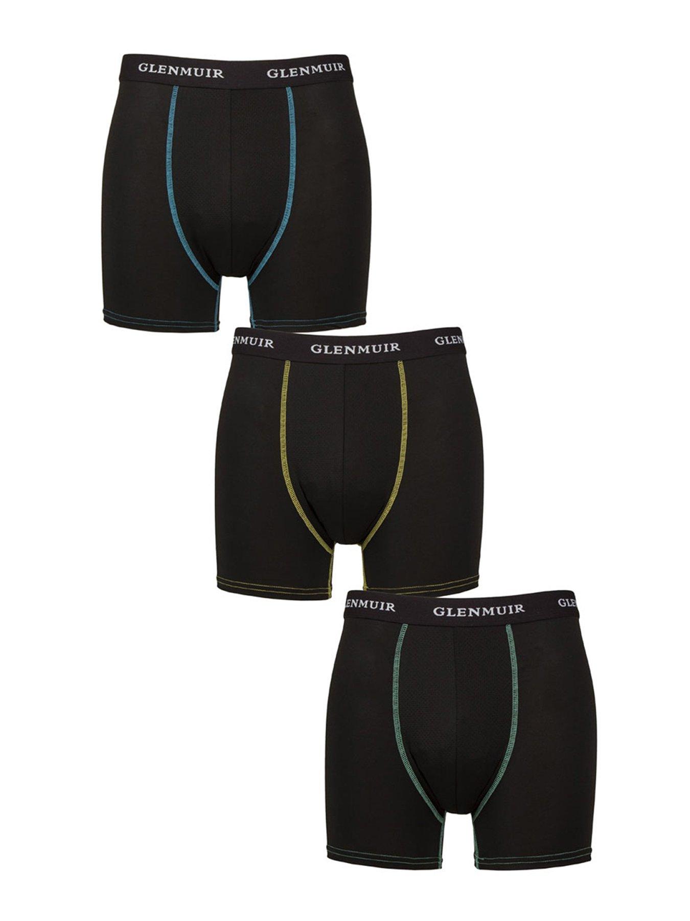 Image 1 of 3 of Glenmuir Glen Muir 3 Pack Sports Boxers - Black