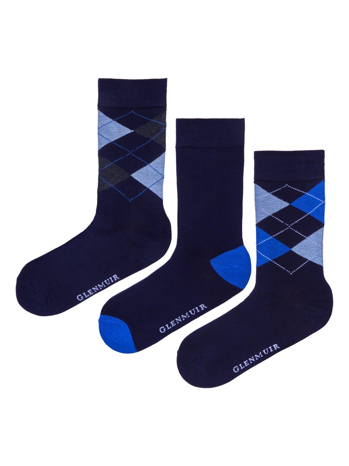 Image 2 of 3 of Glenmuir Glen Muir 3Pk Classic Argyle Crew Socks - Multi