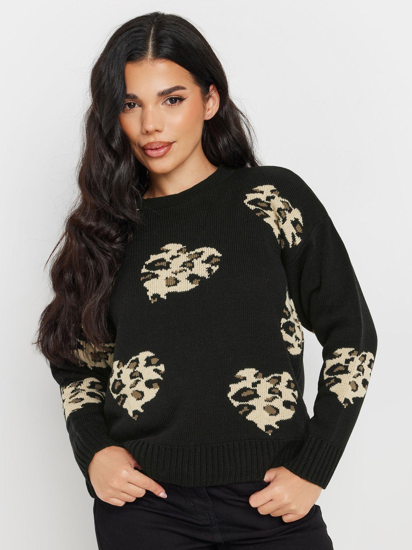 undefined Petite Leopard Heart Jumper