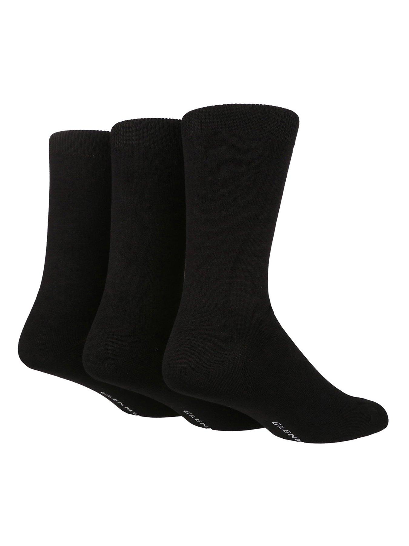 undefined Glen Muir 3Pk Classic Plain Bamboo Crew Socks - Black