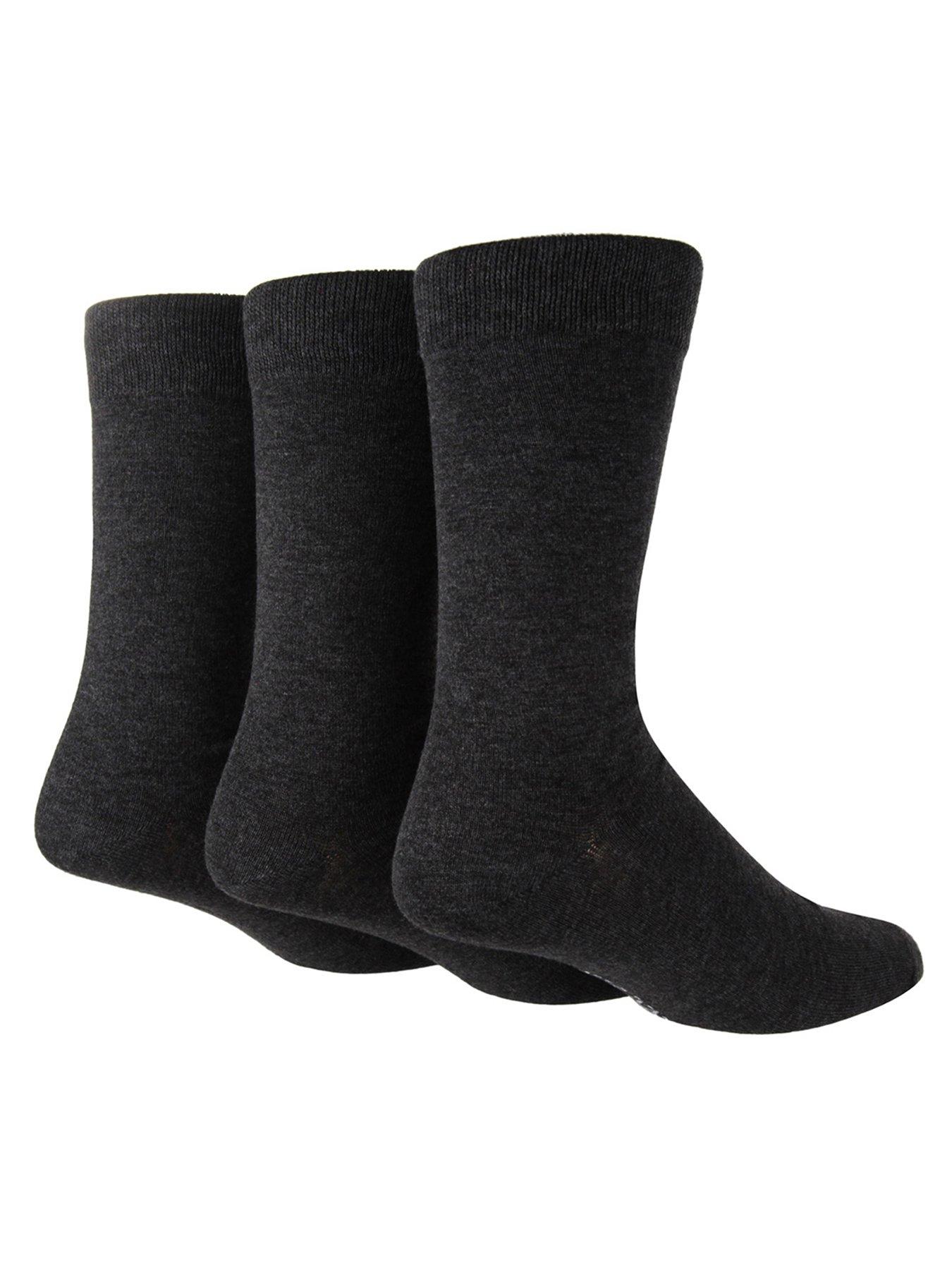 Image 1 of 3 of Glenmuir Glen Muir 3Pk Classic Plain Bamboo Crew Socks - Grey