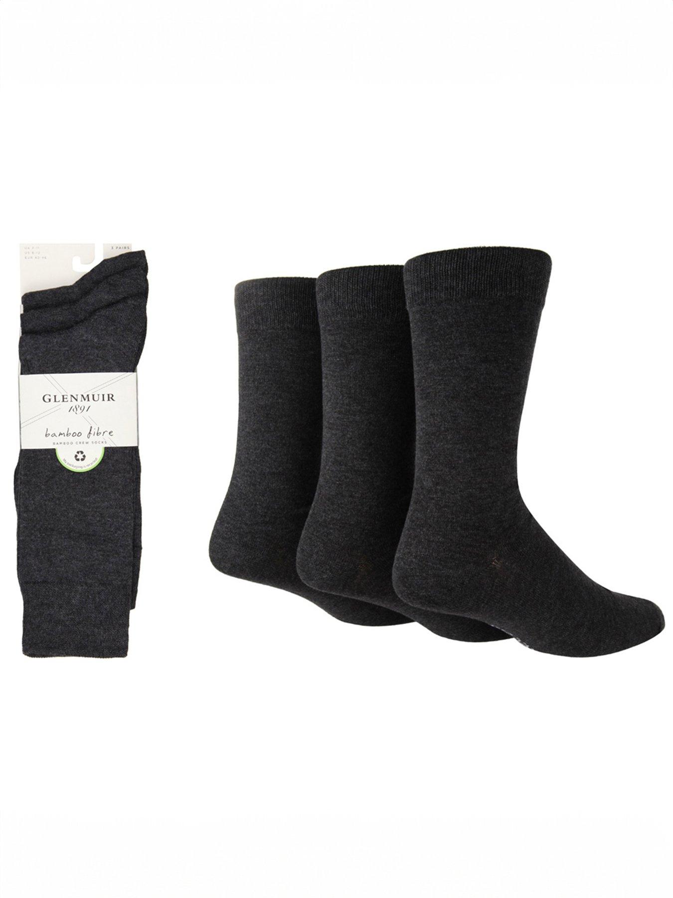 Image 2 of 3 of Glenmuir Glen Muir 3Pk Classic Plain Bamboo Crew Socks - Grey
