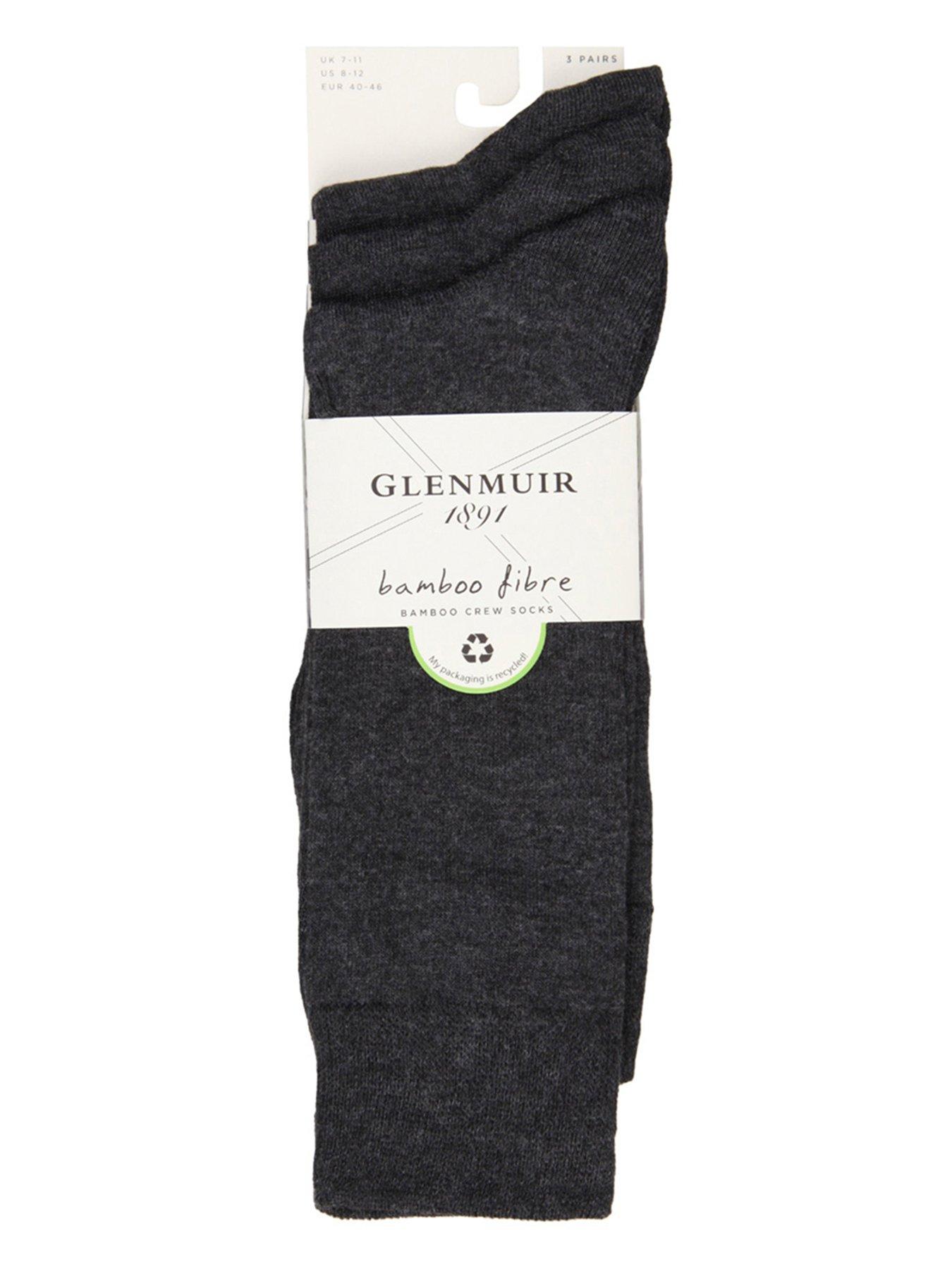 Image 3 of 3 of Glenmuir Glen Muir 3Pk Classic Plain Bamboo Crew Socks - Grey