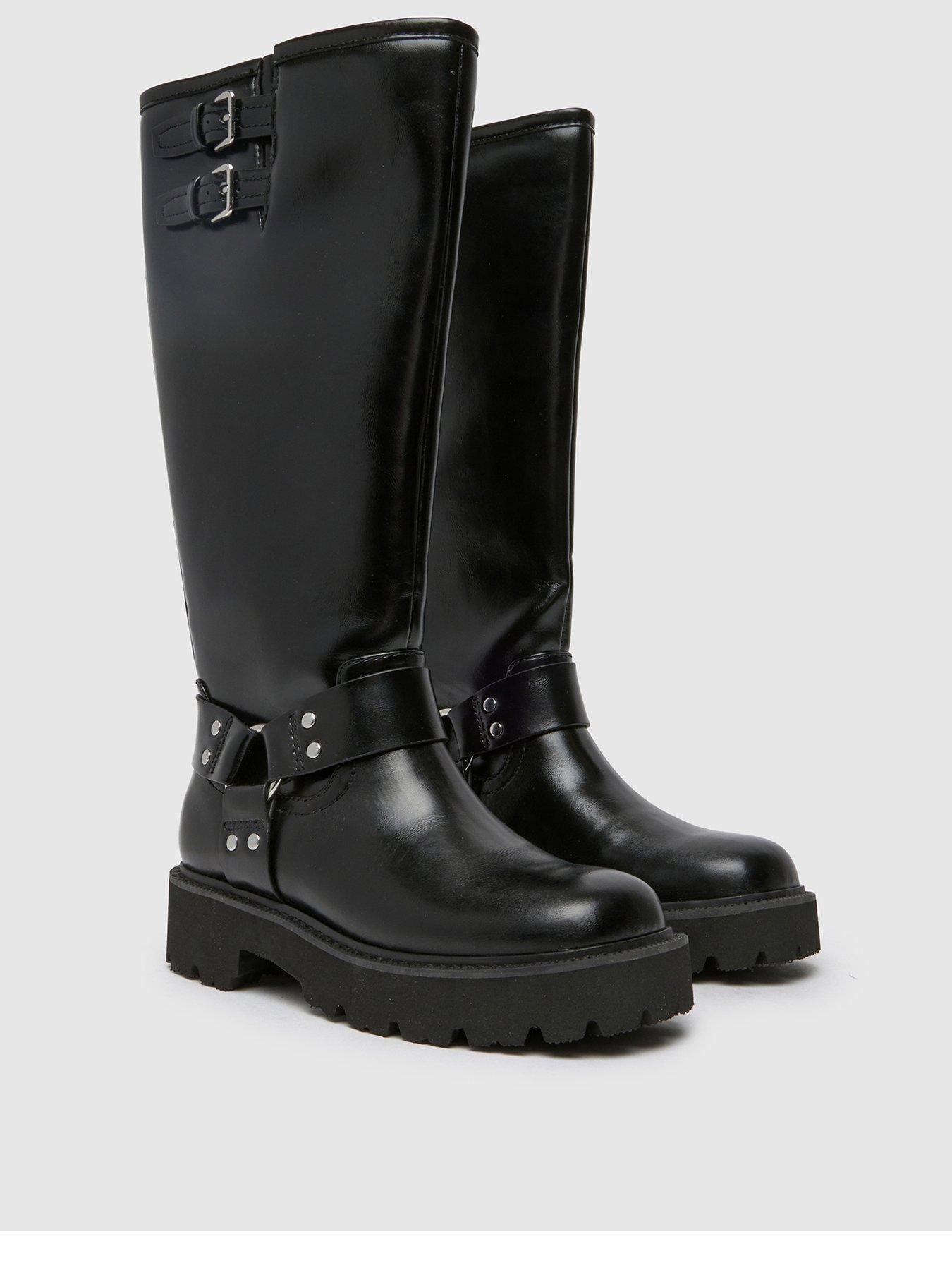 Image 2 of 4 of Schuh Dayton Knee High Biker Boot - Black