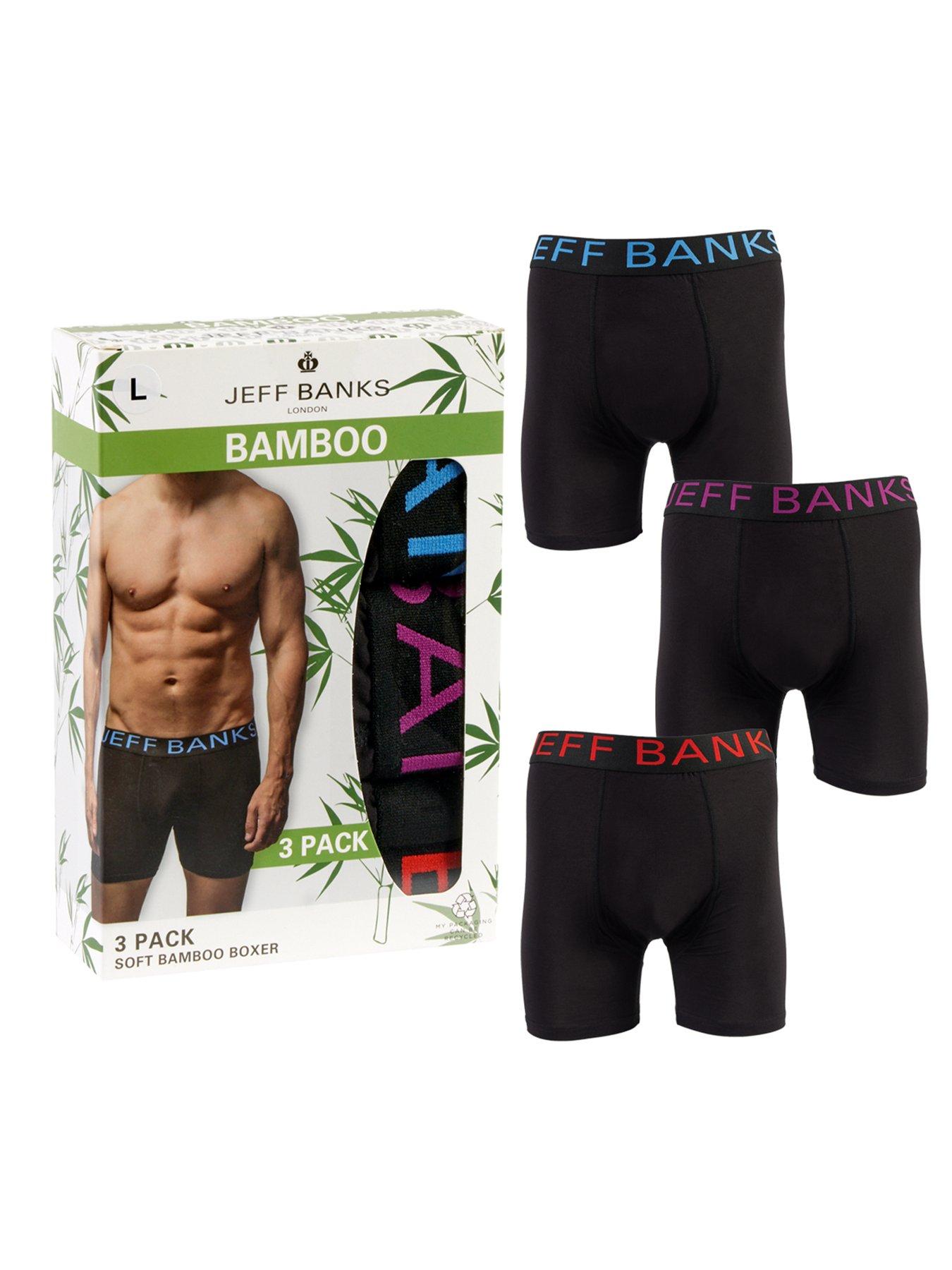 Jeff Banks 3 Pack Bamboo Boxers Black Very