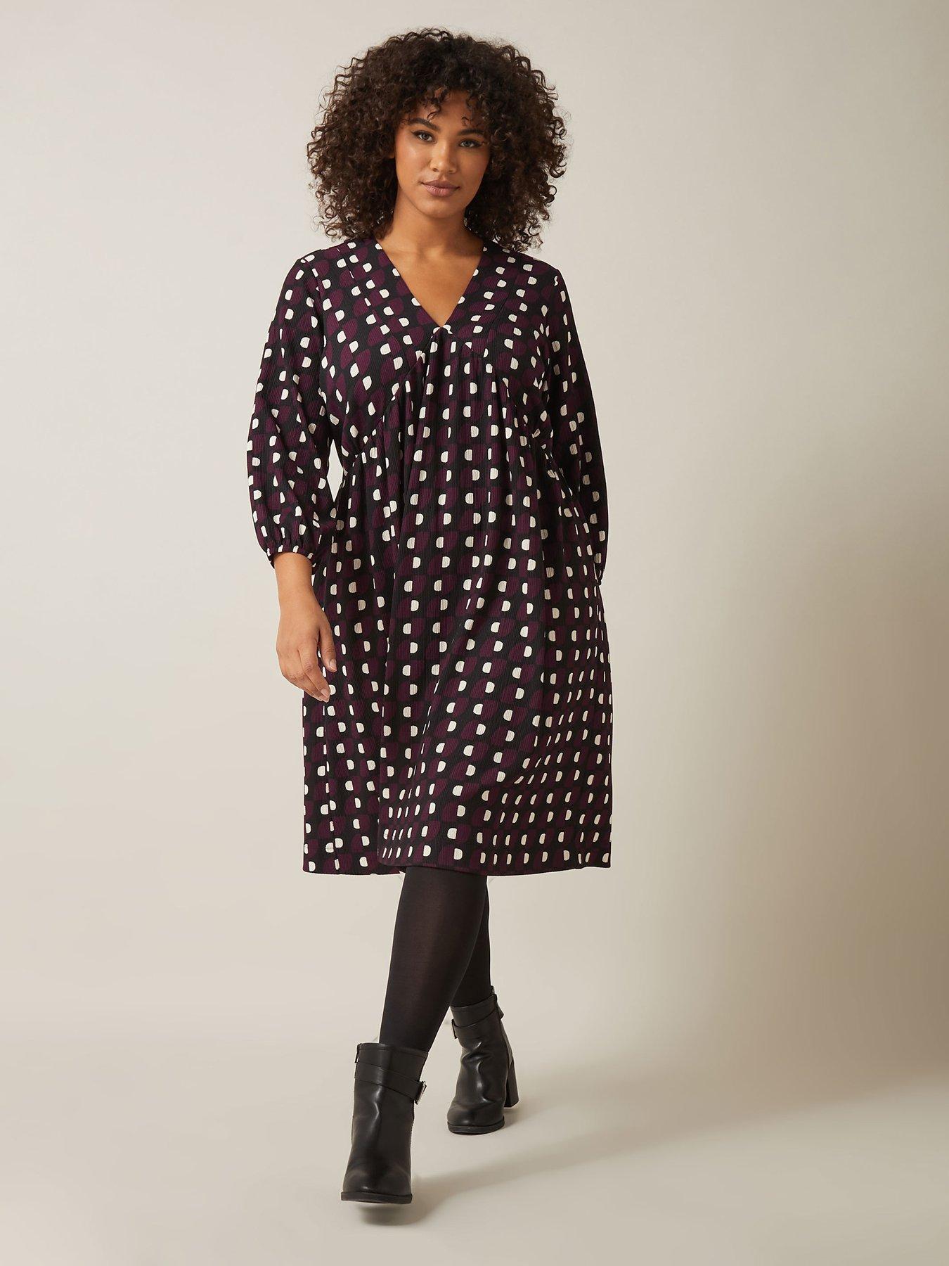 Evans Balloon Sleeve V Neck Dress Very