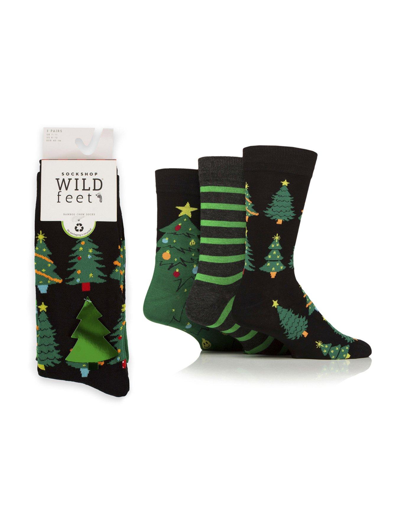 Image 2 of 3 of Wild Feet 3 Pack Christmas Bamboo Crew Socks - Multi