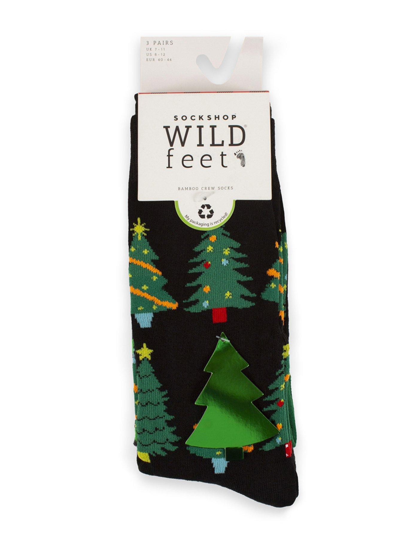 Image 3 of 3 of Wild Feet 3 Pack Christmas Bamboo Crew Socks - Multi