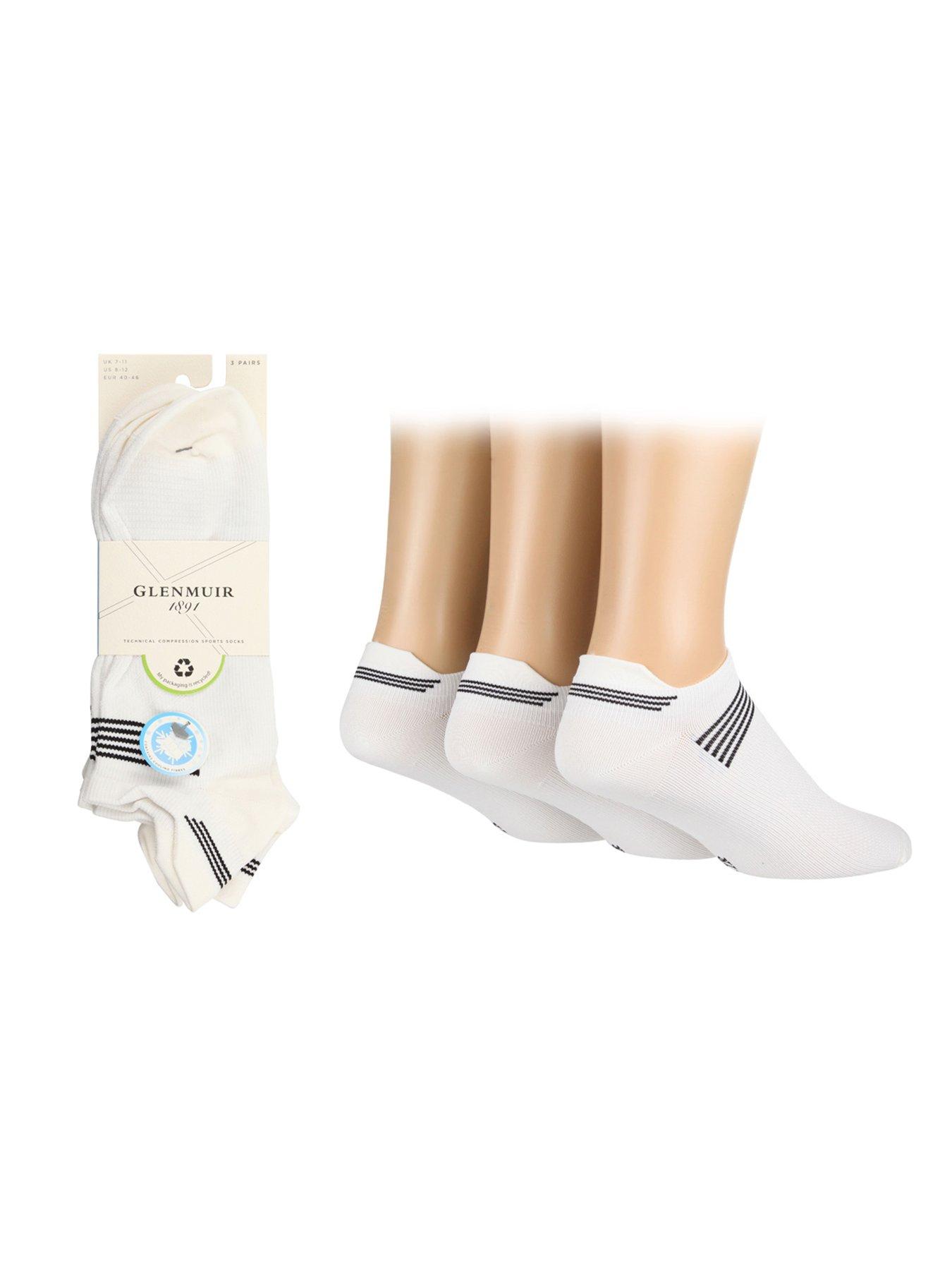 Image 2 of 3 of Glenmuir Glen Muir 3Pk Classic Technical Compression Trainer Socks - White