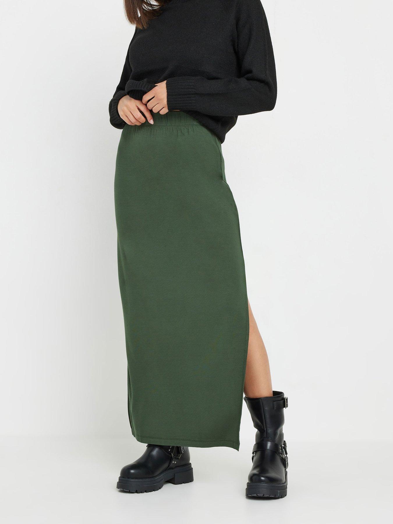undefined Petite Split Maxi Skirt - Green