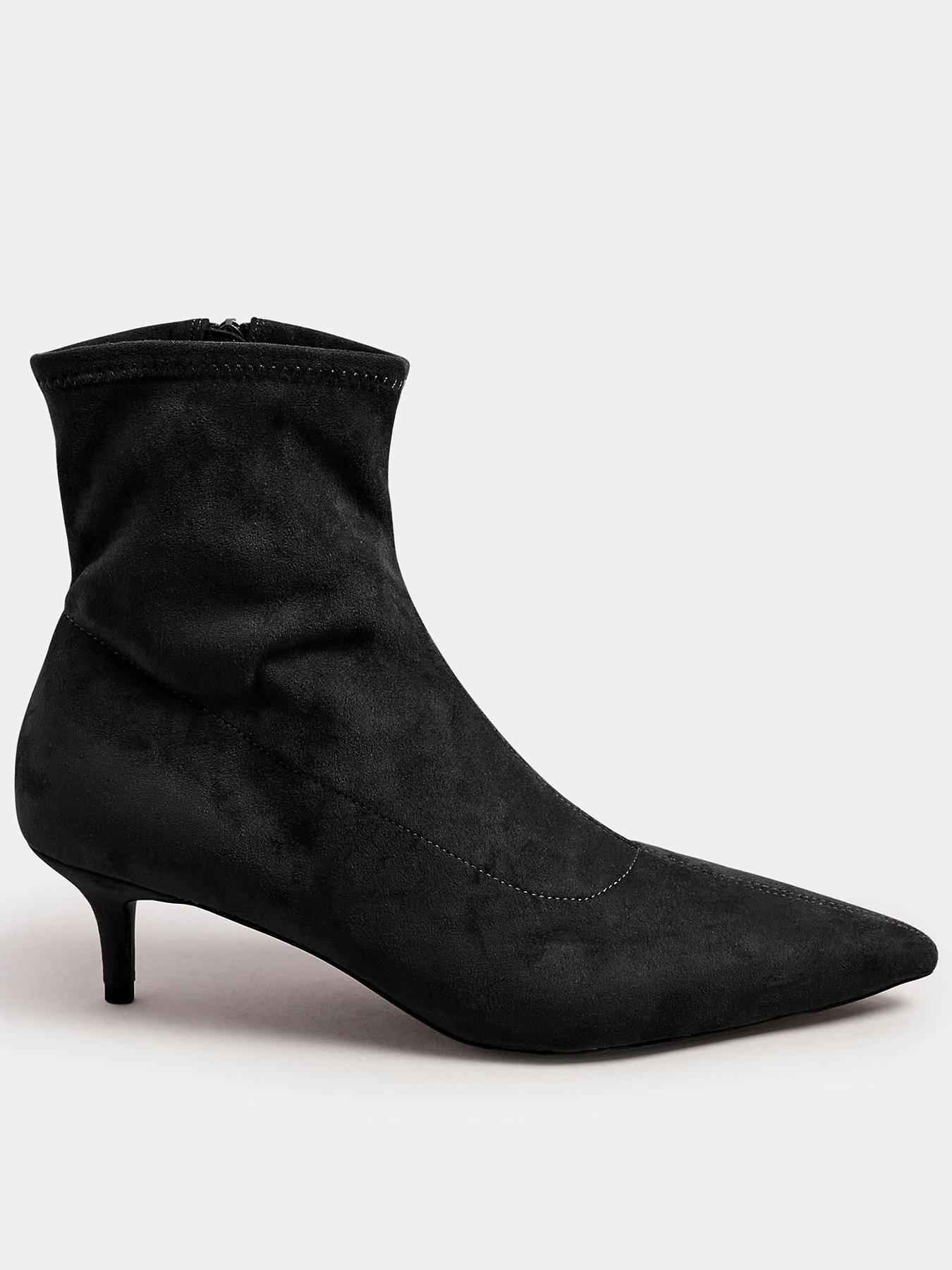 Image 1 of 4 of Long Tall Sally Pointed Toe Kitten Heel Boot - Black