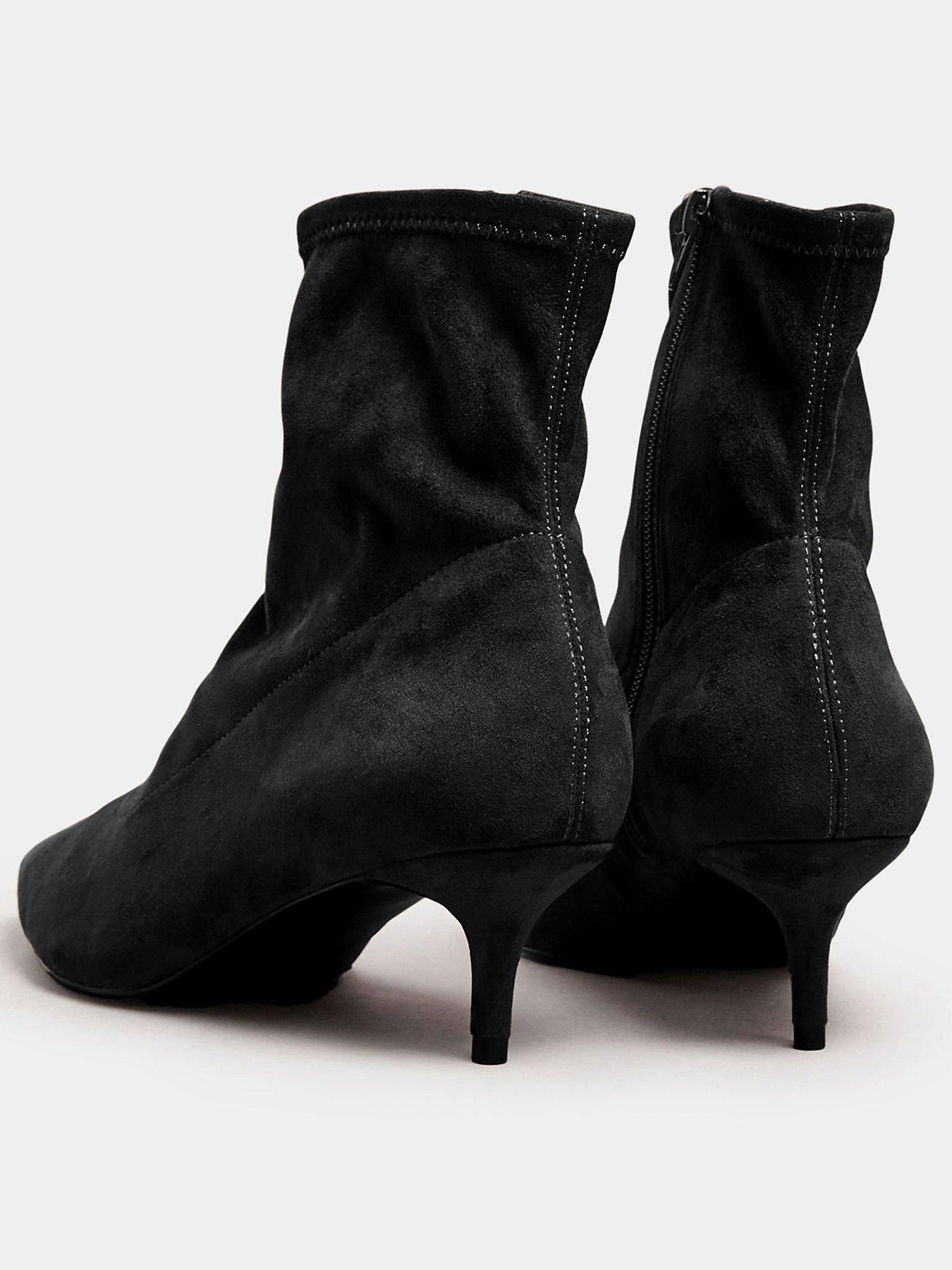 Image 3 of 4 of Long Tall Sally Pointed Toe Kitten Heel Boot - Black