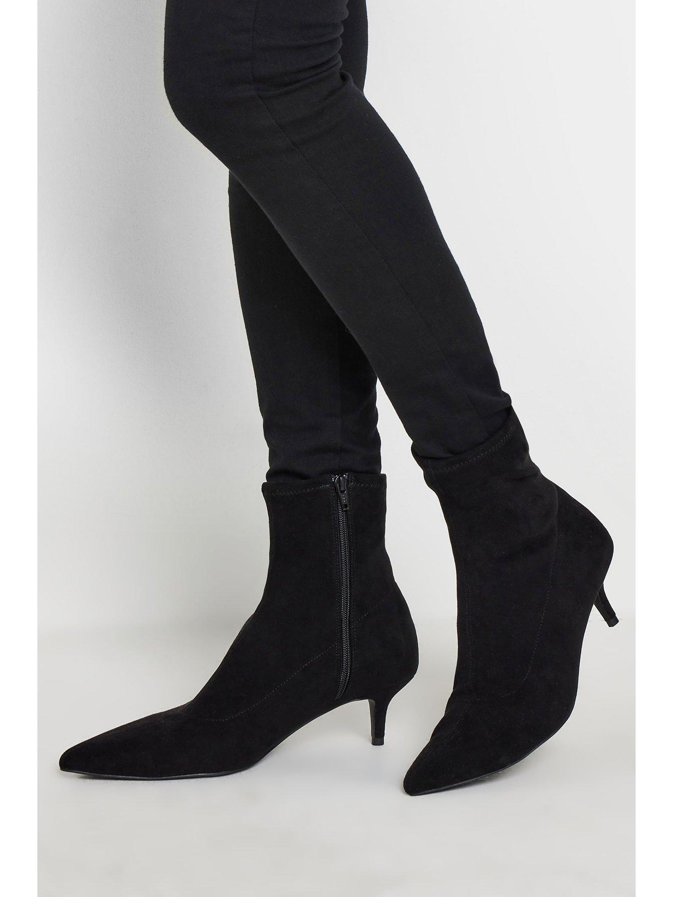 Image 4 of 4 of Long Tall Sally Pointed Toe Kitten Heel Boot - Black