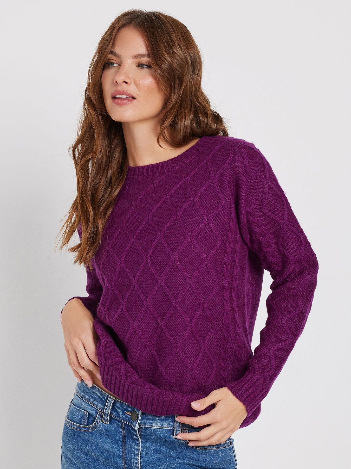 undefined Diamond Cable Knit Jumper - Purple