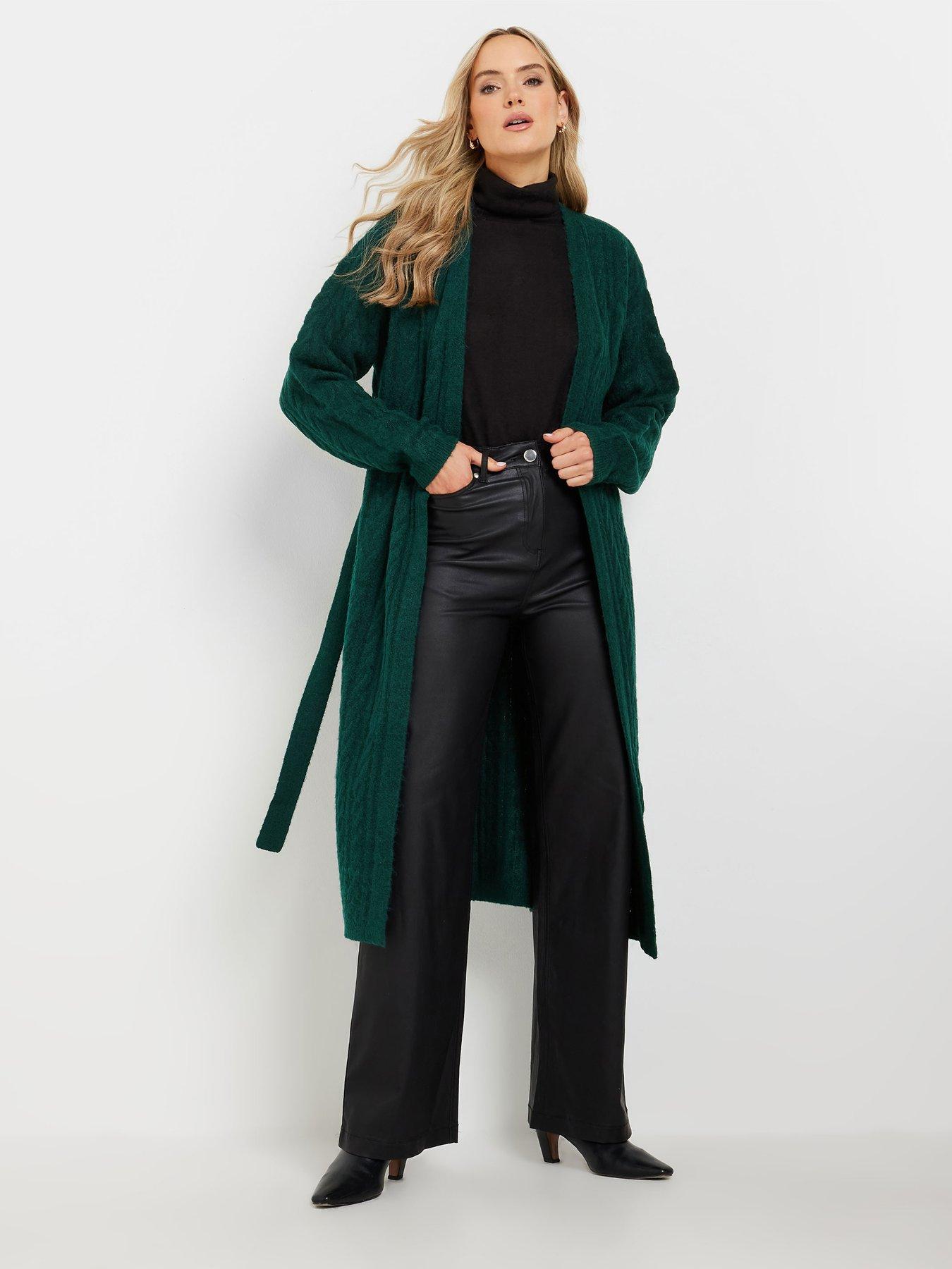 undefined Cable Knit Midi Cardigan - Green