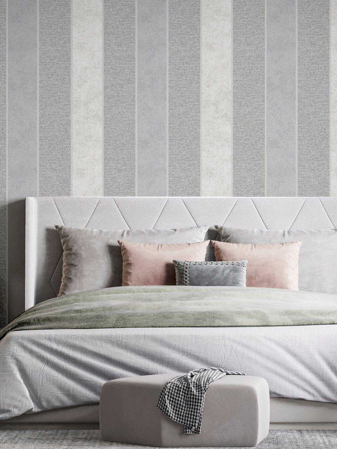 Product photograph of Arthouse Calico Stripe Grey Wallpaper from very.co.uk