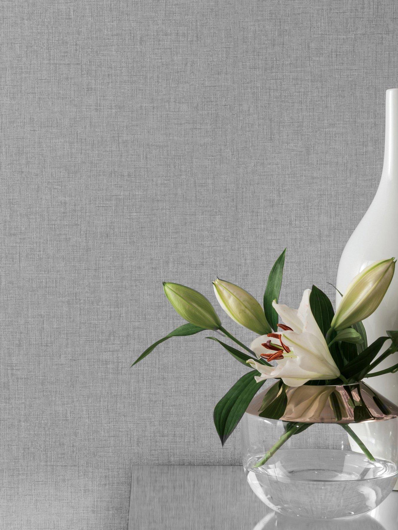 ARTHOUSE Linen Texture Mid Grey Wallpaper