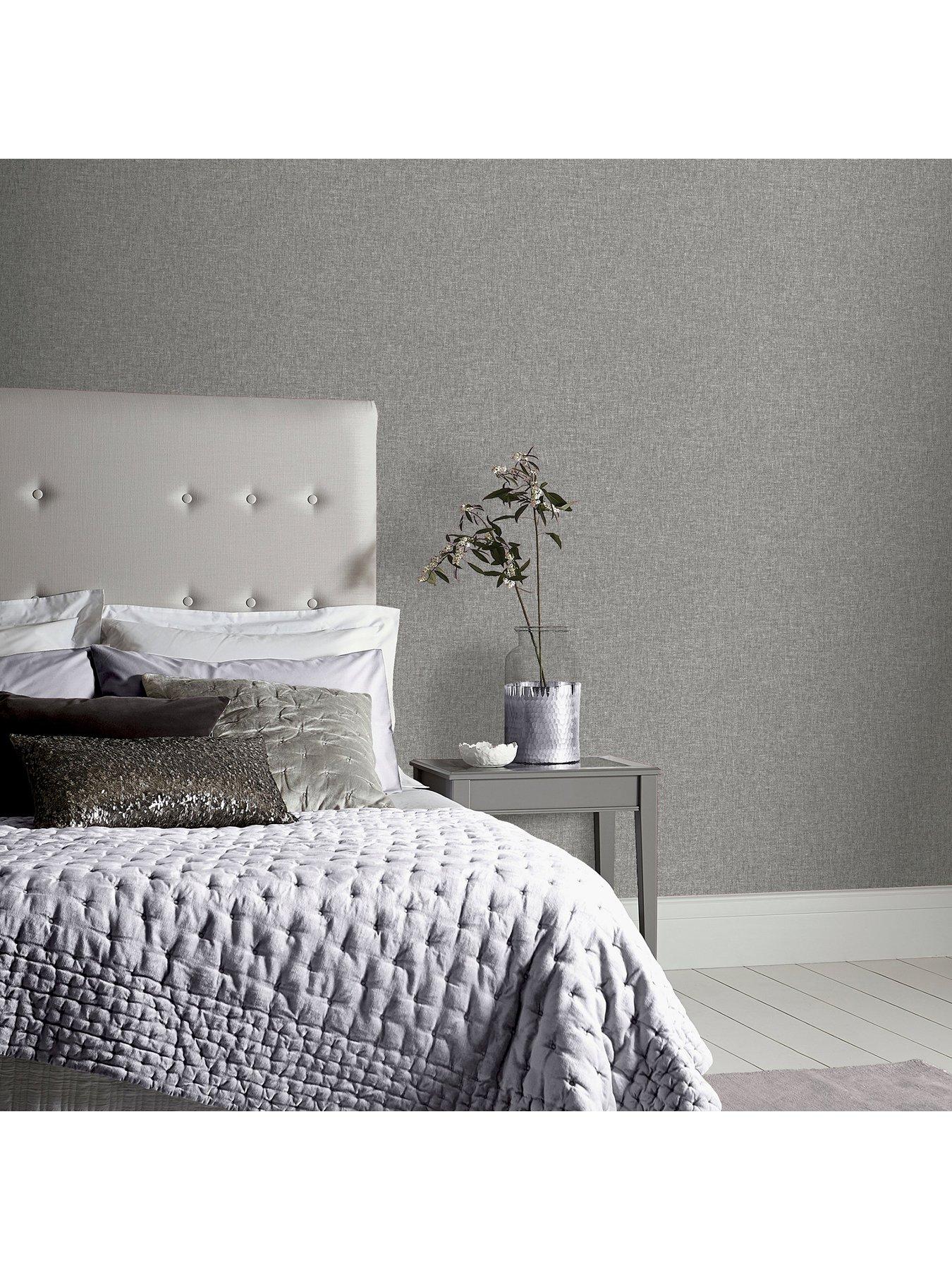 ARTHOUSE Linen Texture Mid Grey Wallpaper | Very