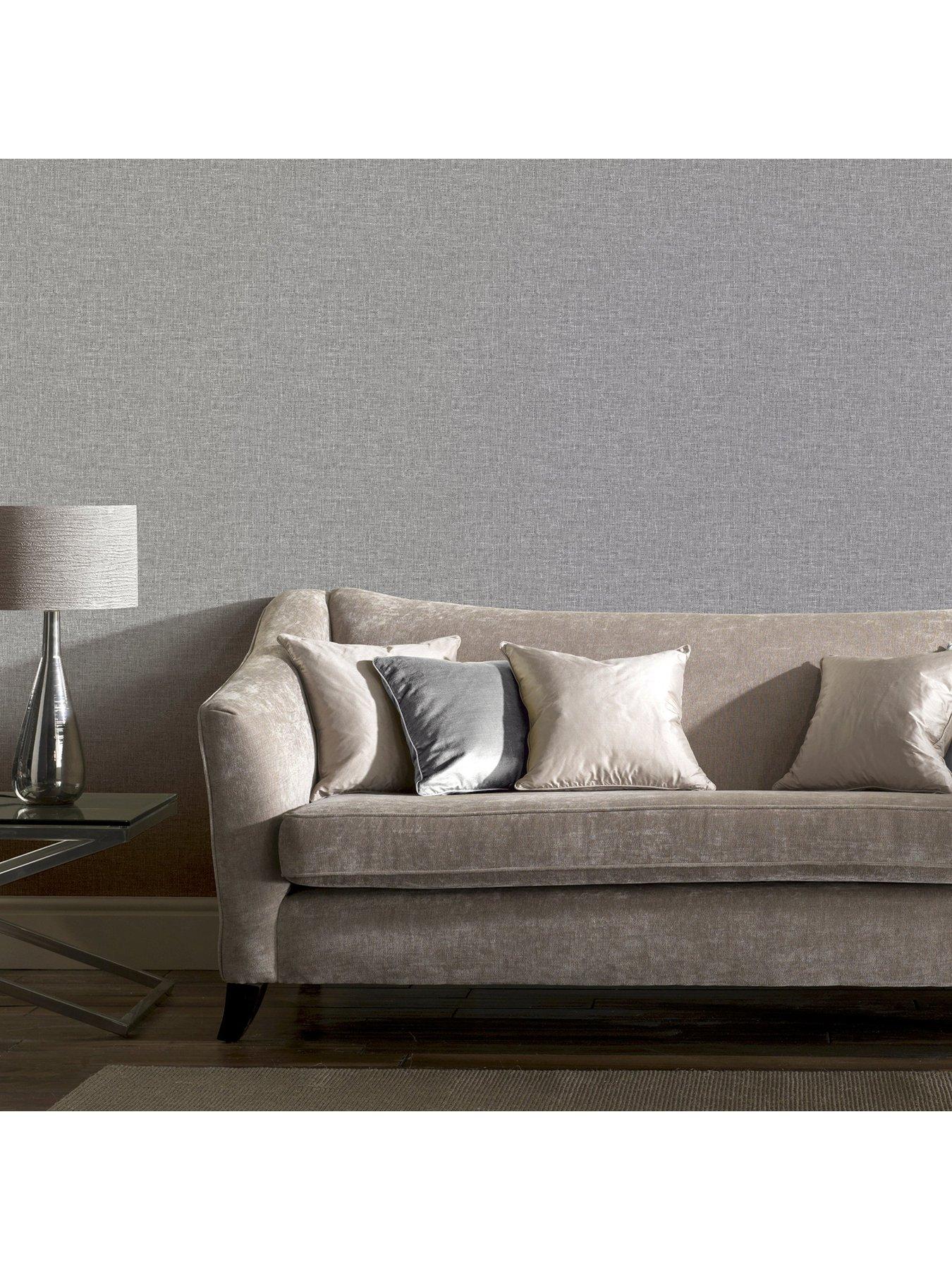 Image 5 of 7 of ARTHOUSE Linen Texture Mid Grey Wallpaper