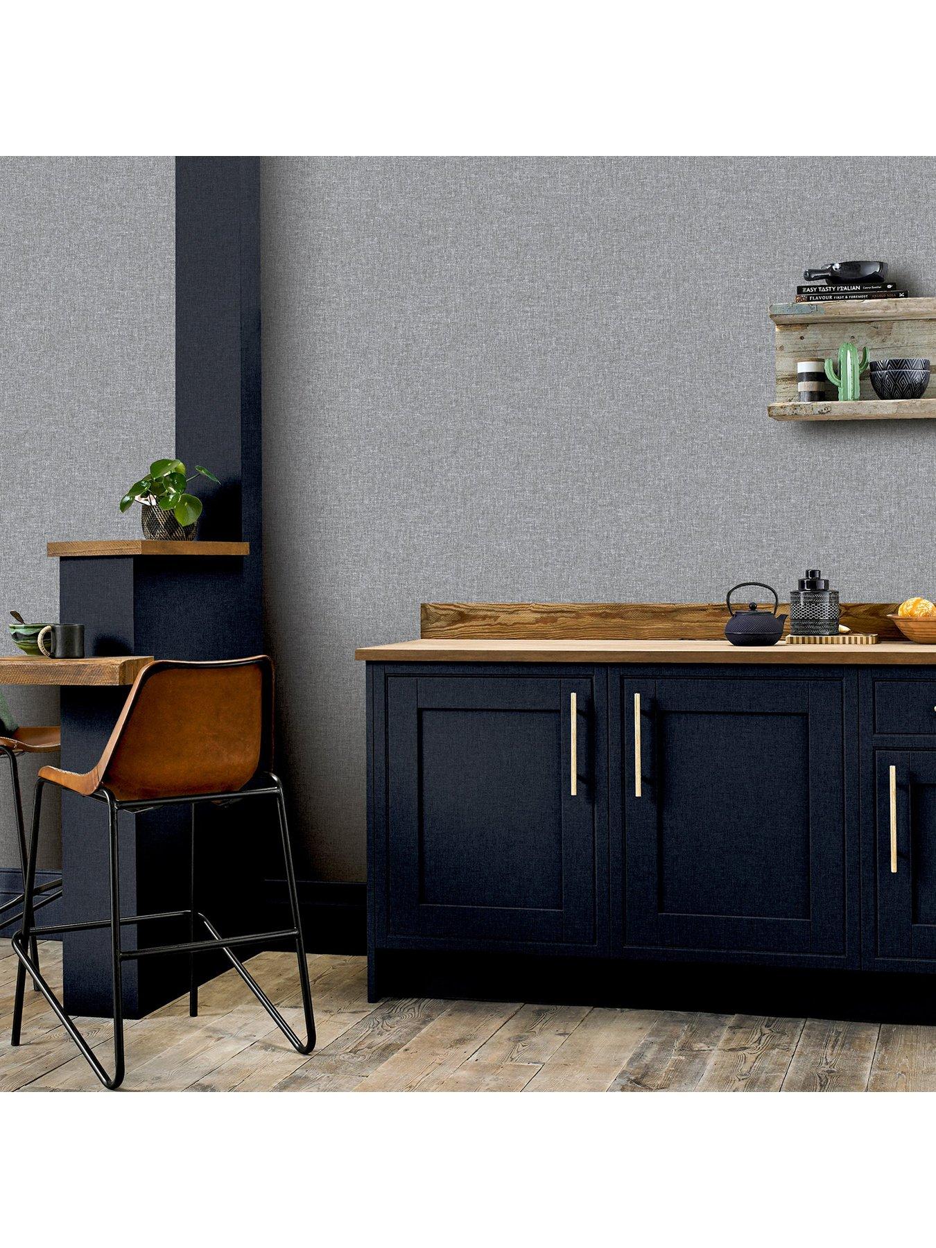 Image 6 of 7 of ARTHOUSE Linen Texture Mid Grey Wallpaper